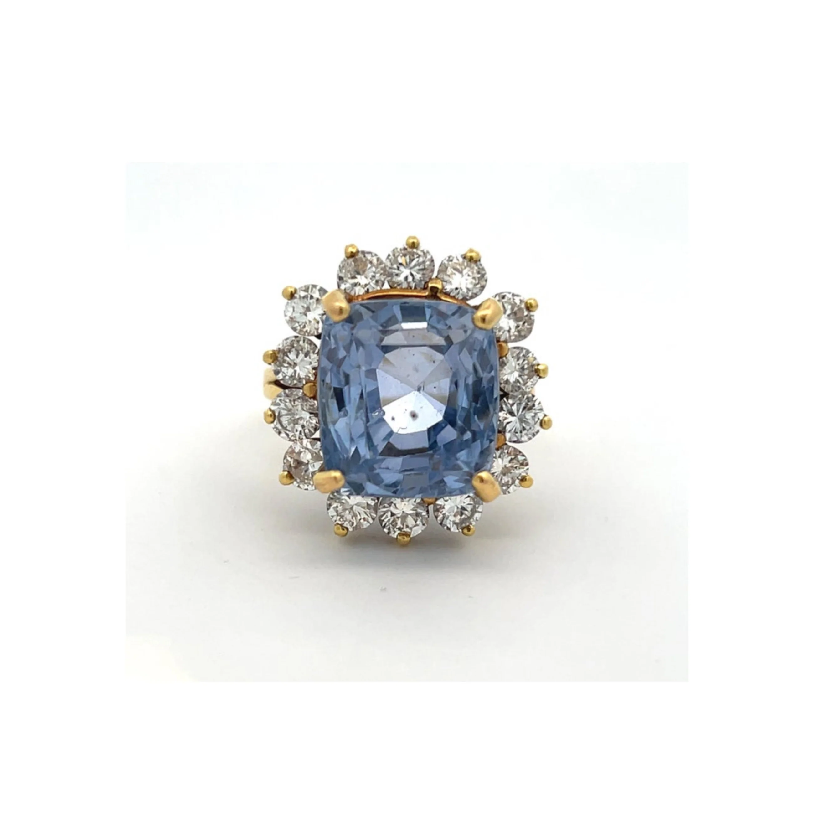 AGl Certified Cushion Sapphire and Diamond Cocktail Ring - Image 5