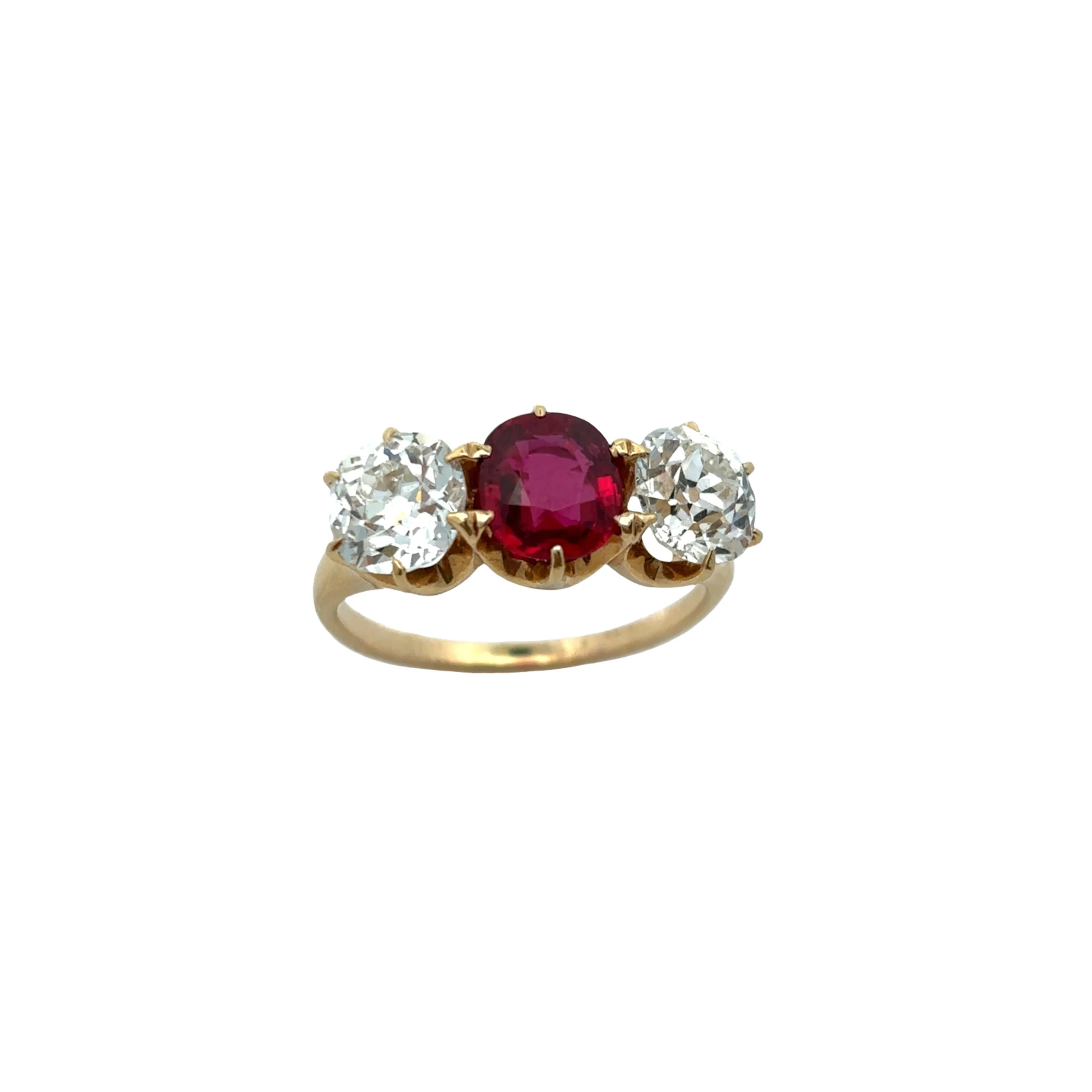AGL Certified Ruby and Old Mine Diamond Ring