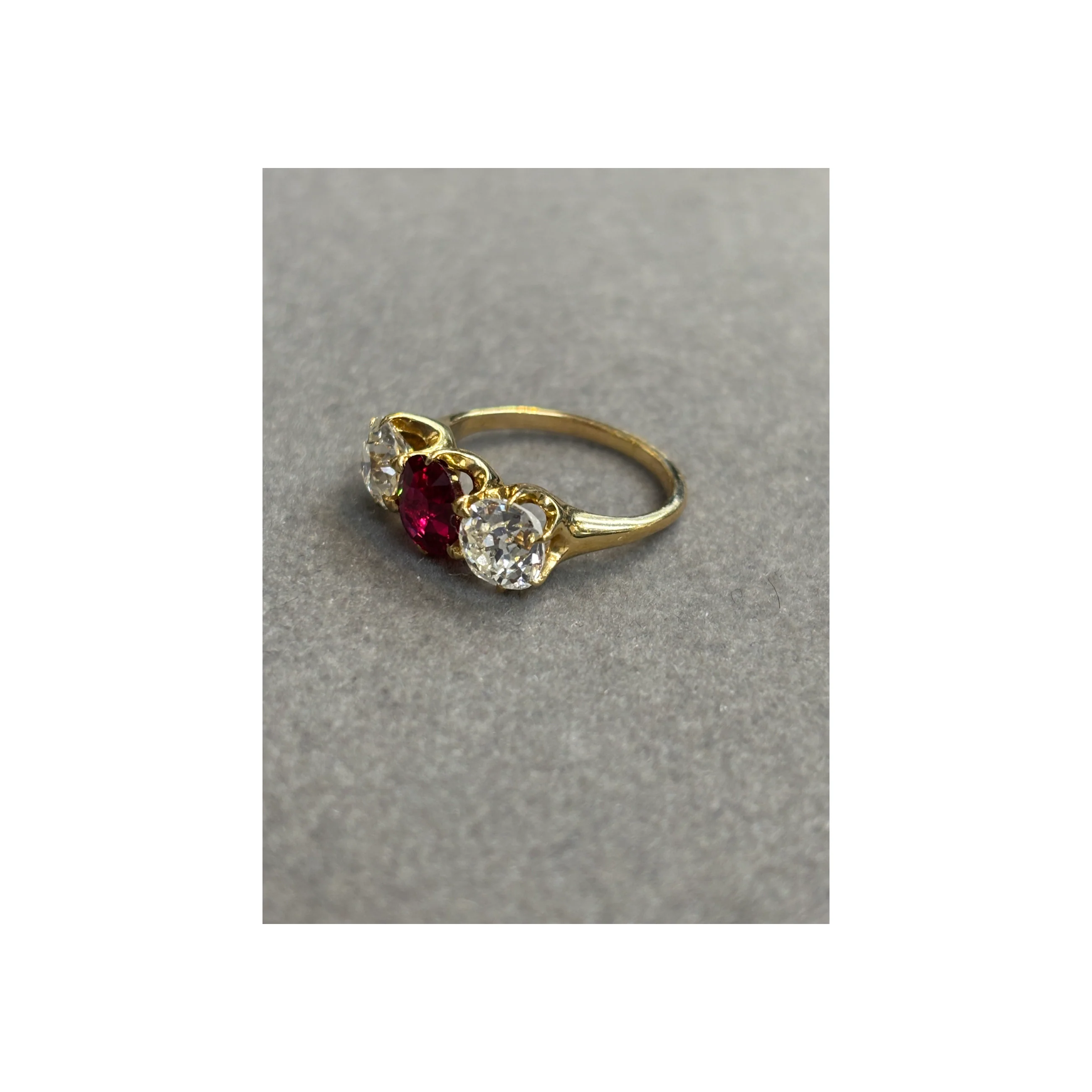 AGL Certified Ruby and Old Mine Diamond Ring - Image 6