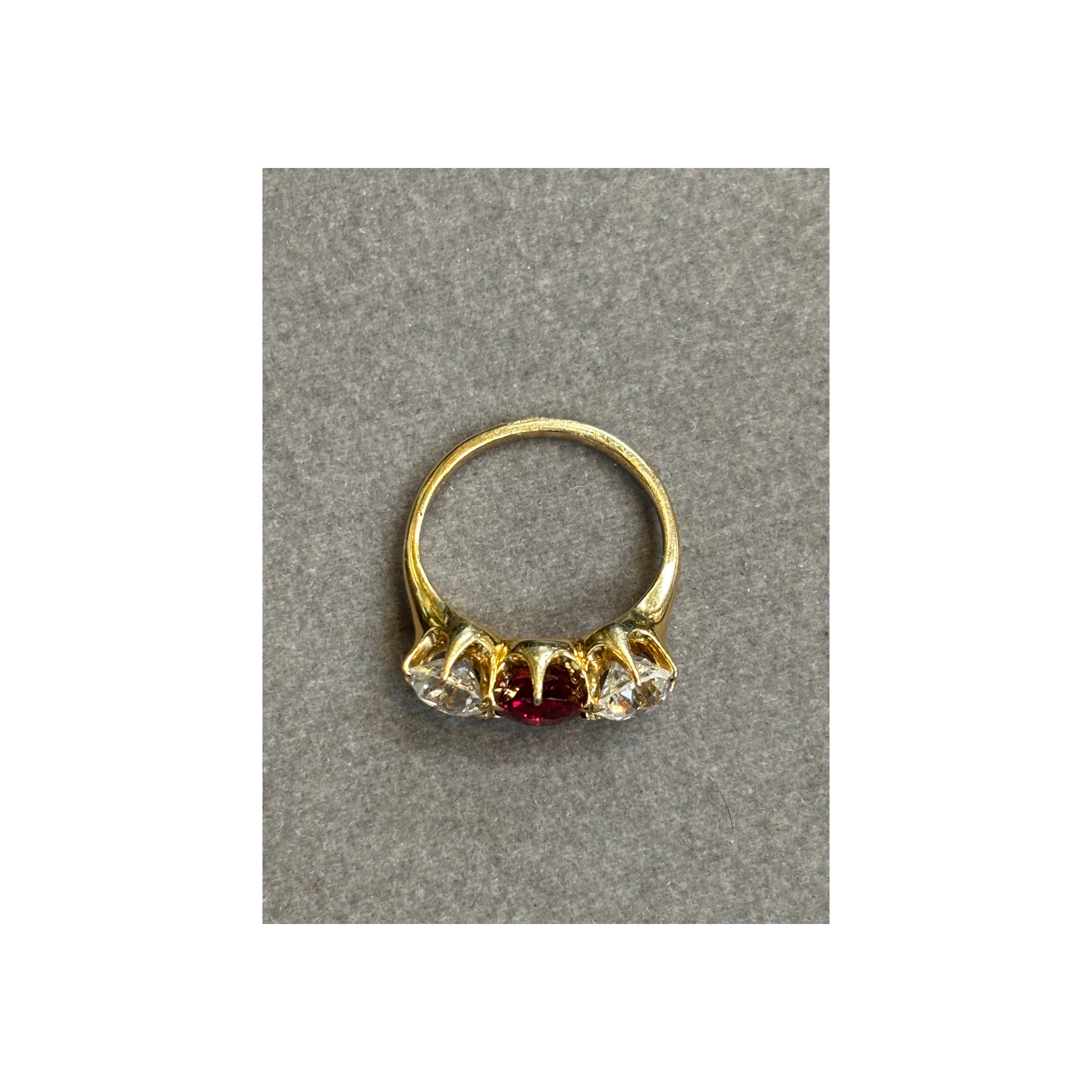 AGL Certified Ruby and Old Mine Diamond Ring - Image 7