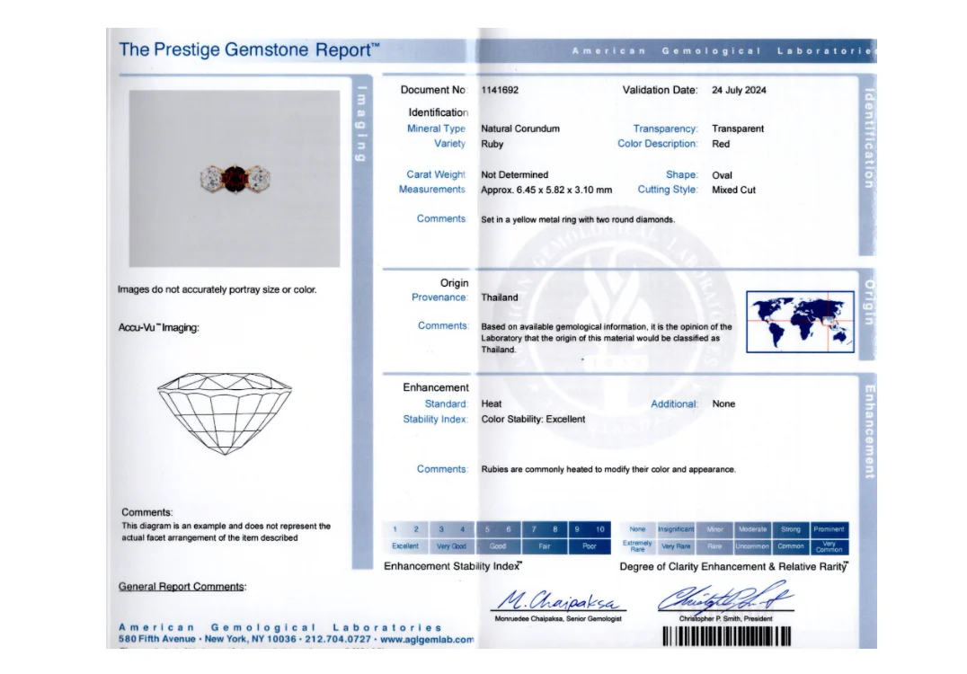 AGL Certified Ruby and Old Mine Diamond Ring - Image 9