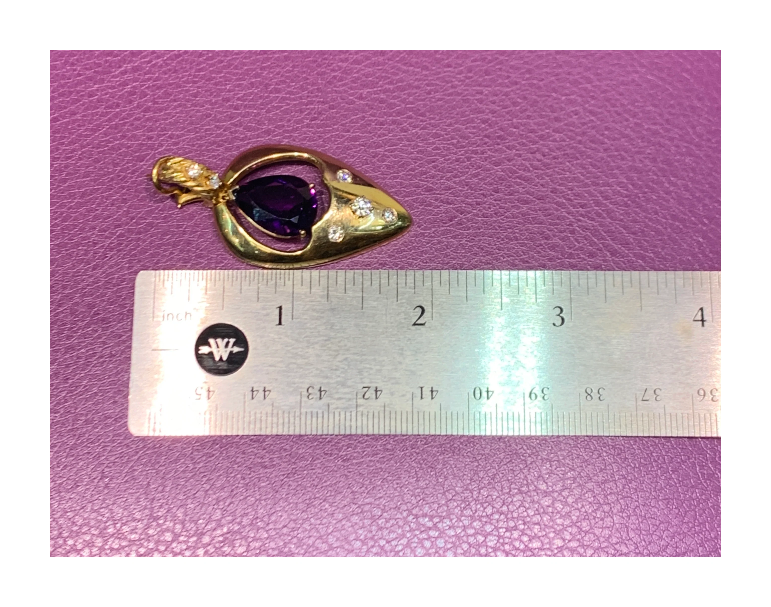 Amethyst and Diamond Gold Dangle Earrings - Image 7