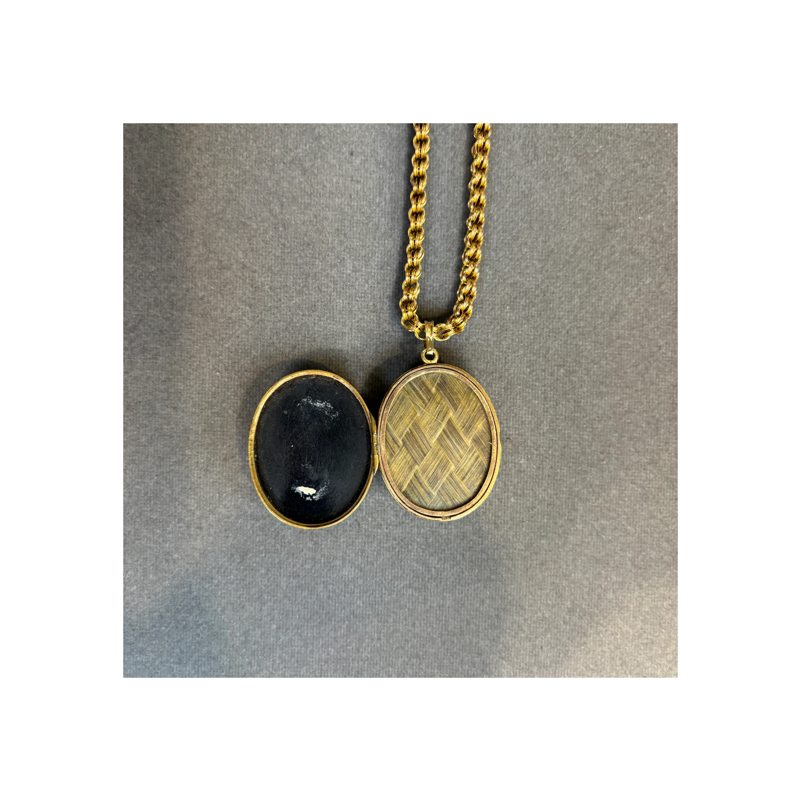 Antique Banded Agate Mourning Locket Necklace - Image 4