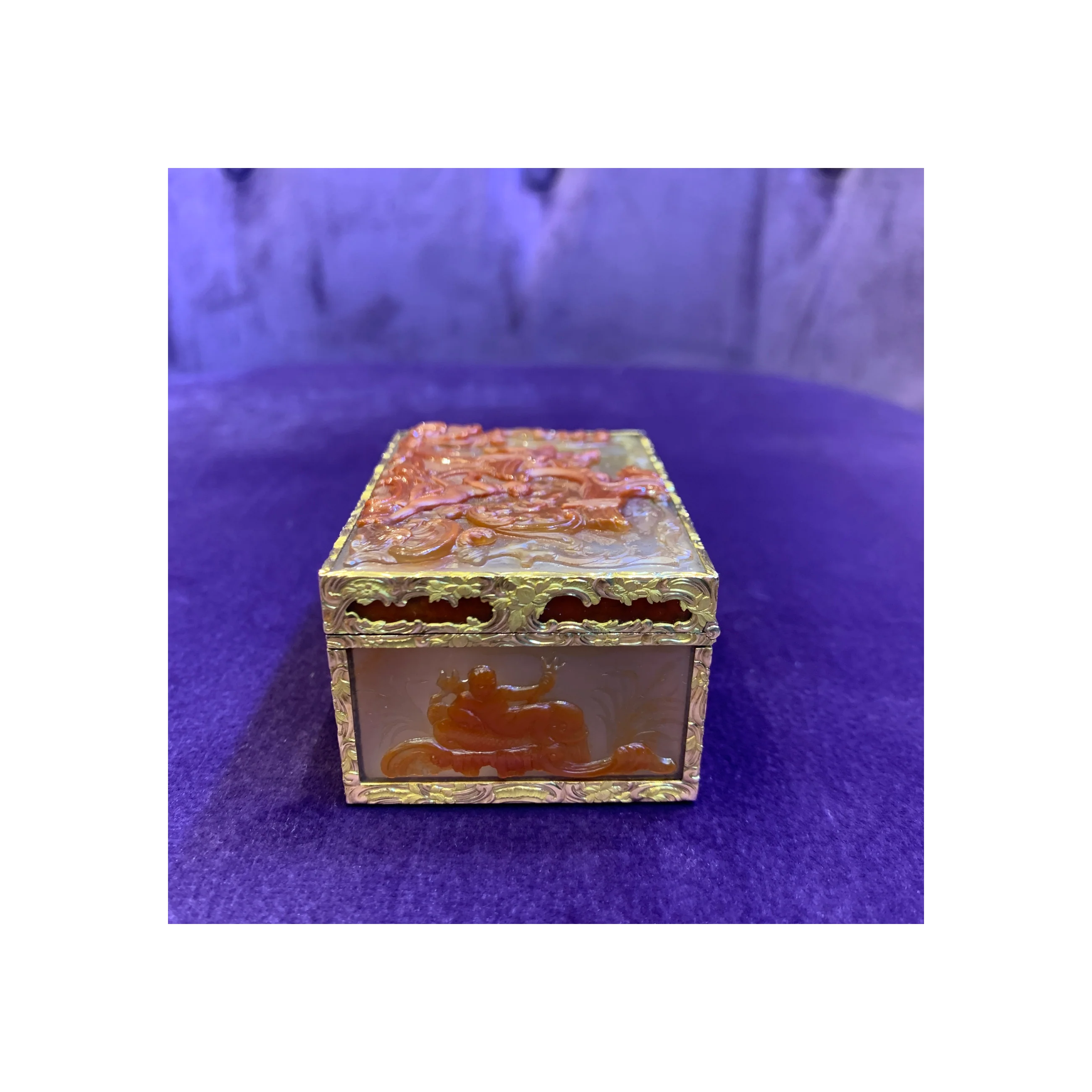 Antique Carved Agate Snuff Box - Image 10