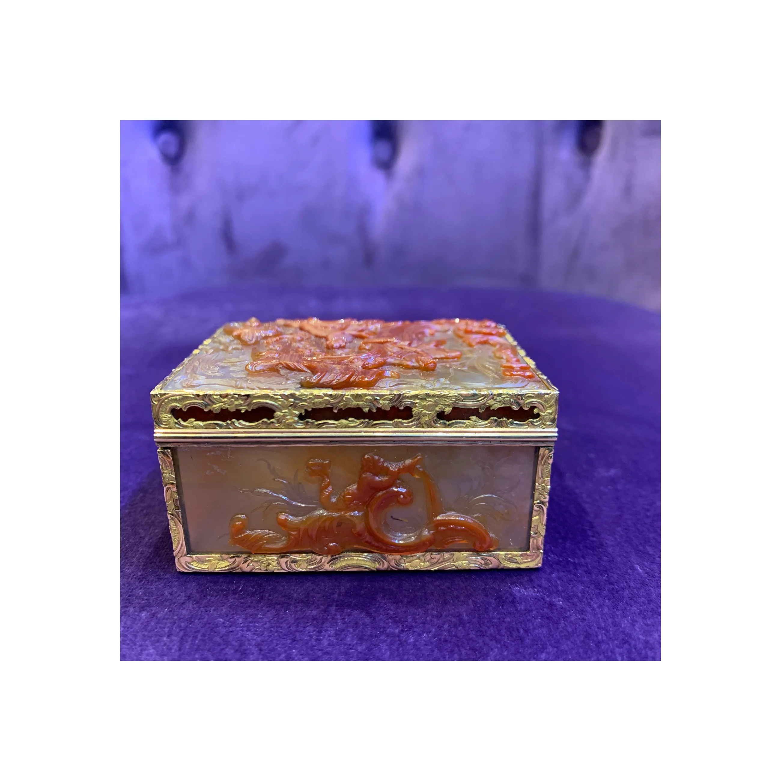 Antique Carved Agate Snuff Box - Image 11