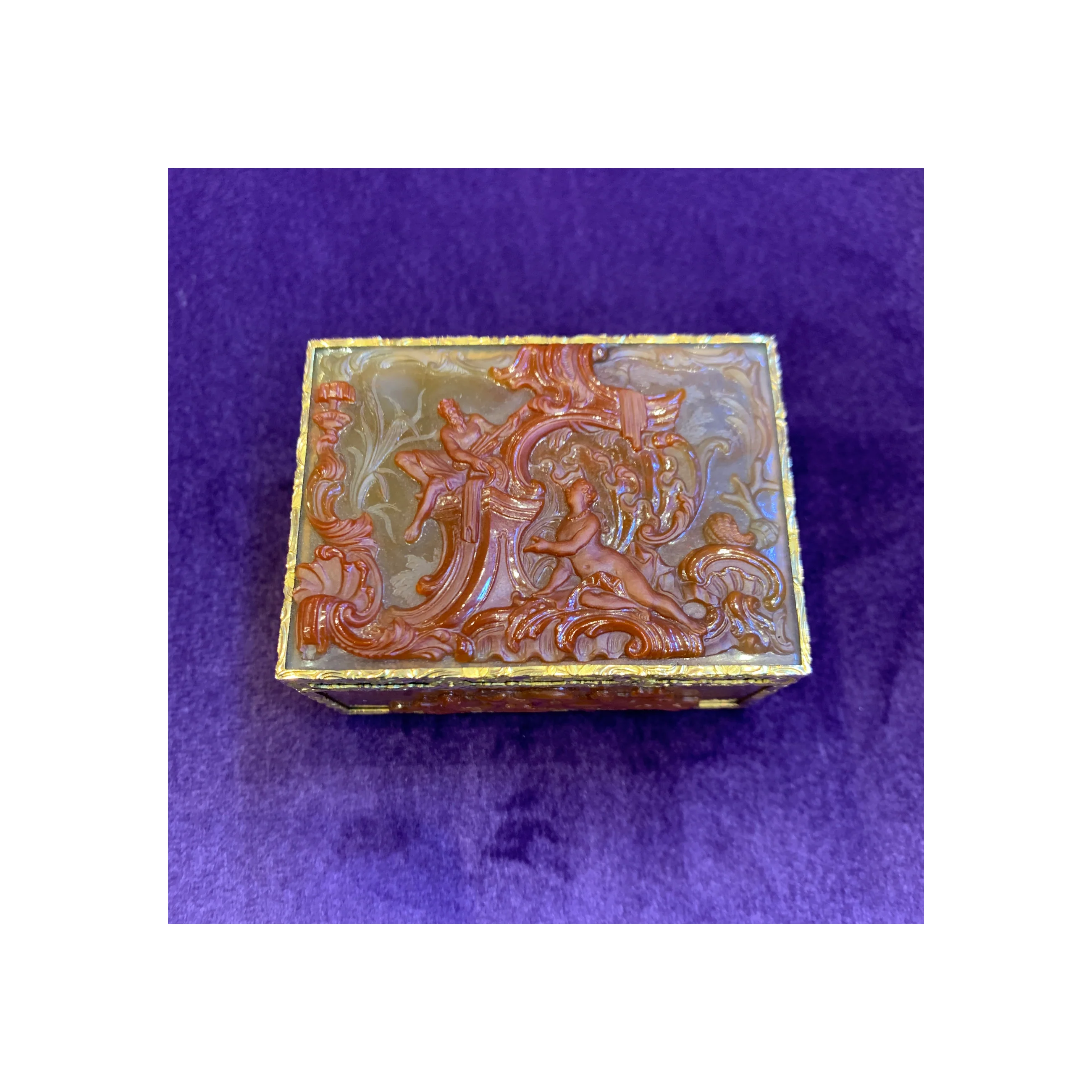 Antique Carved Agate Snuff Box - Image 13
