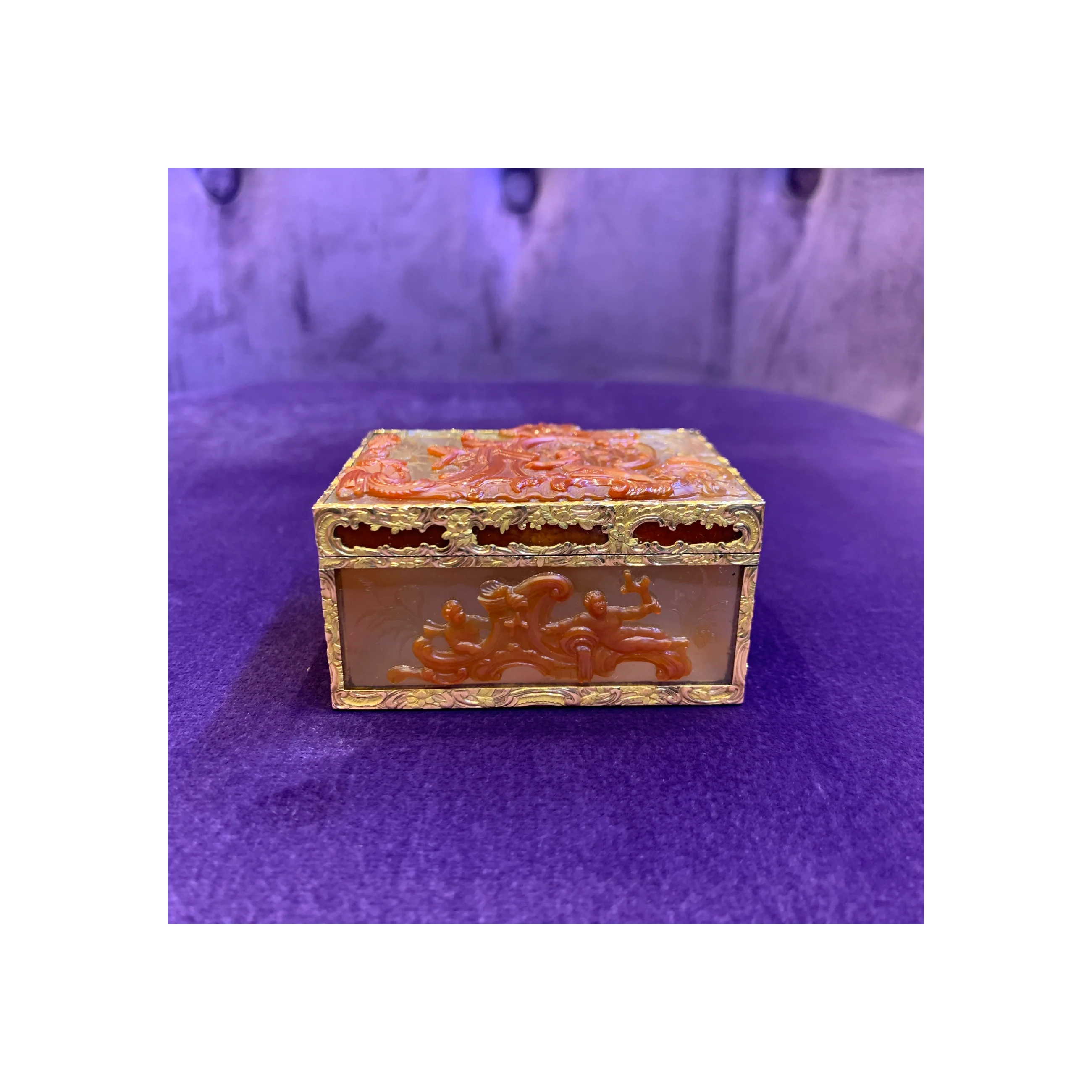 Antique Carved Agate Snuff Box - Image 8