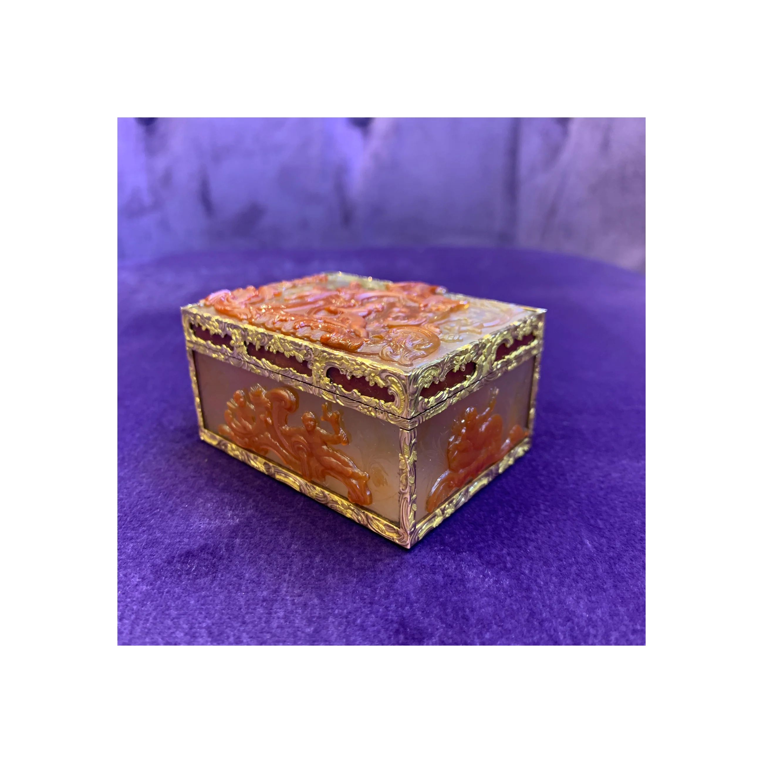 Antique Carved Agate Snuff Box - Image 9