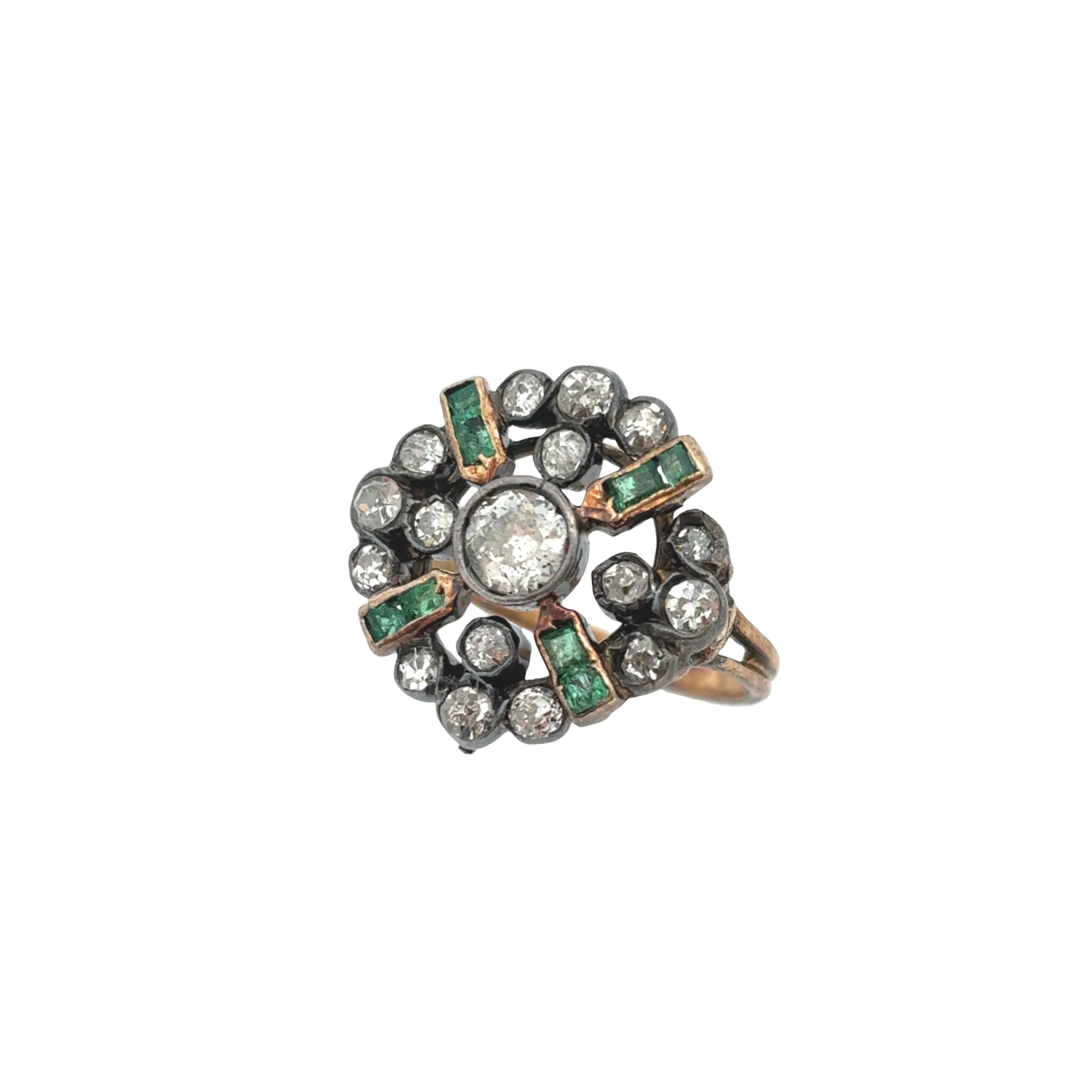 Antique Diamond And Emerald Ring