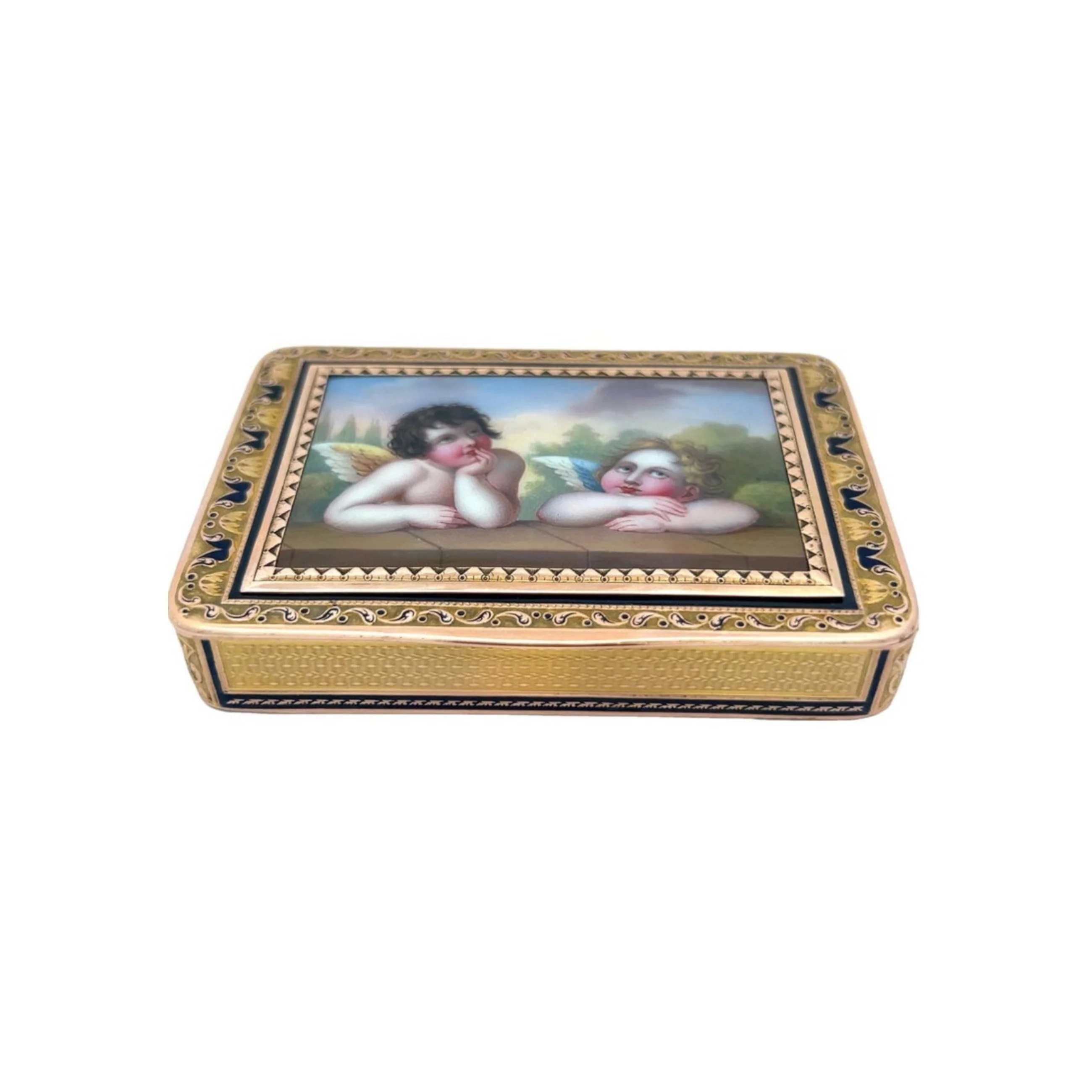 Antique Gold & Enamel Cupid Motif Snuff Box - Image 3