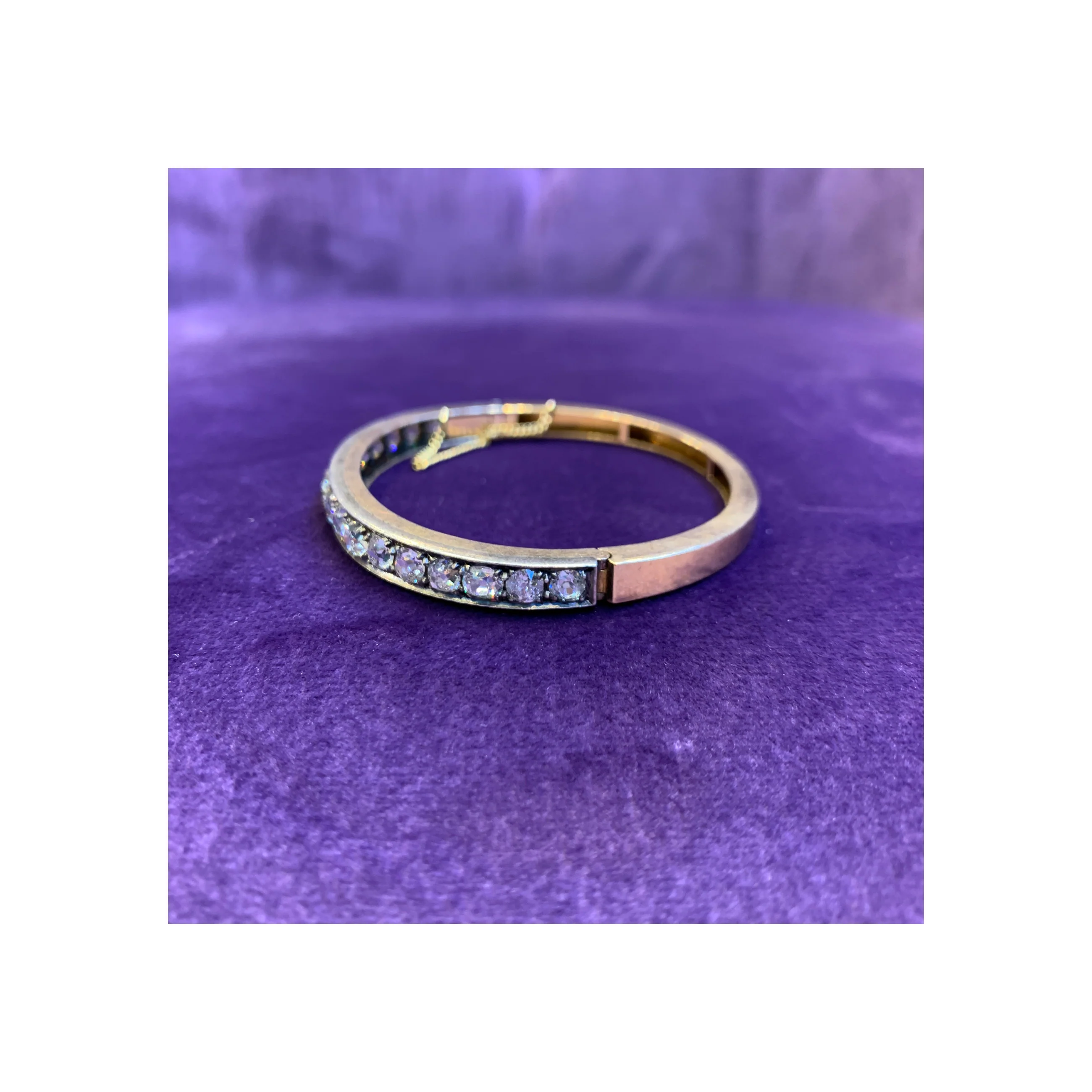 Antique Old Mine Diamond Bangle Bracelet - Image 8