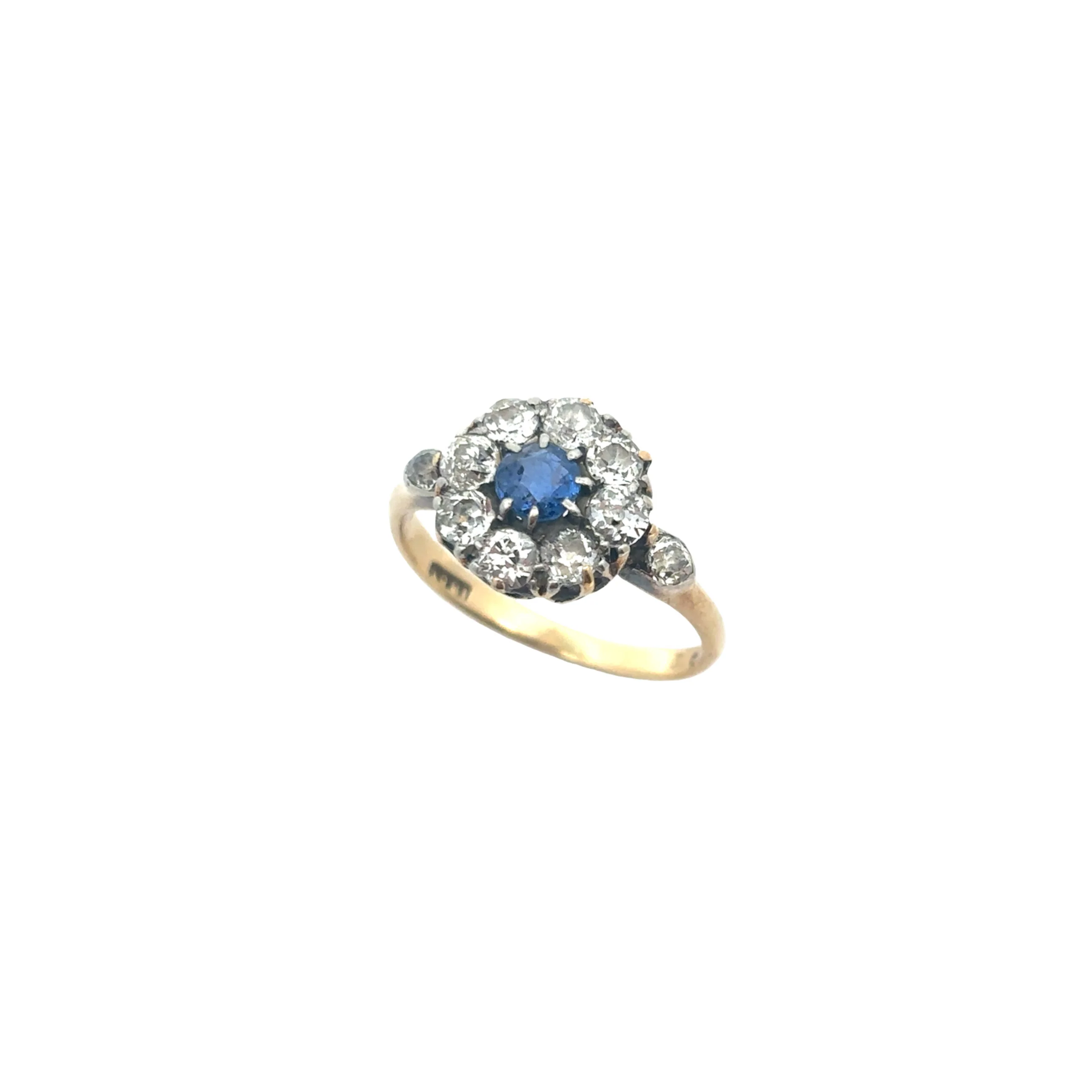 Antique Sapphire And Diamond Cluster Ring