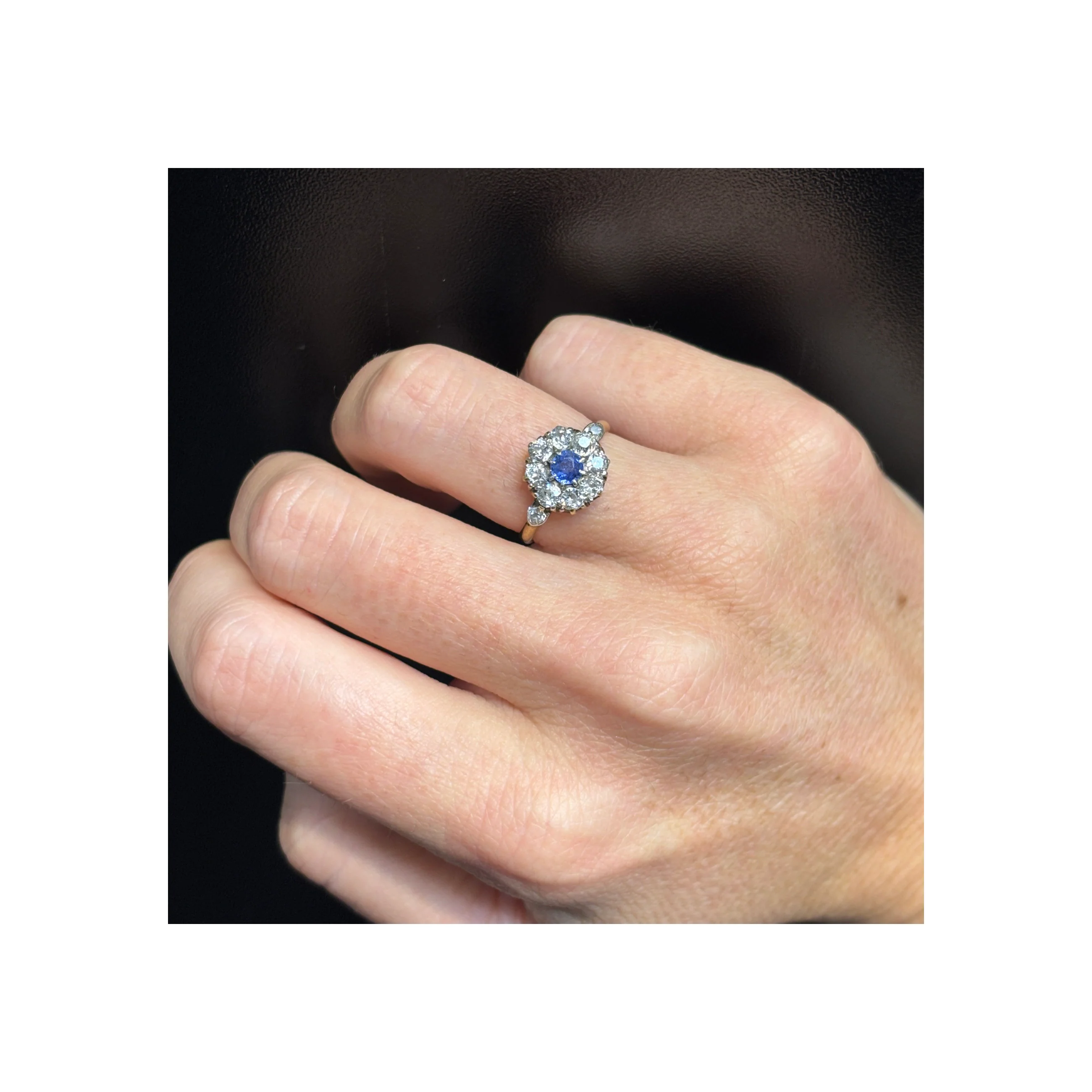 Antique Sapphire And Diamond Cluster Ring - Image 2