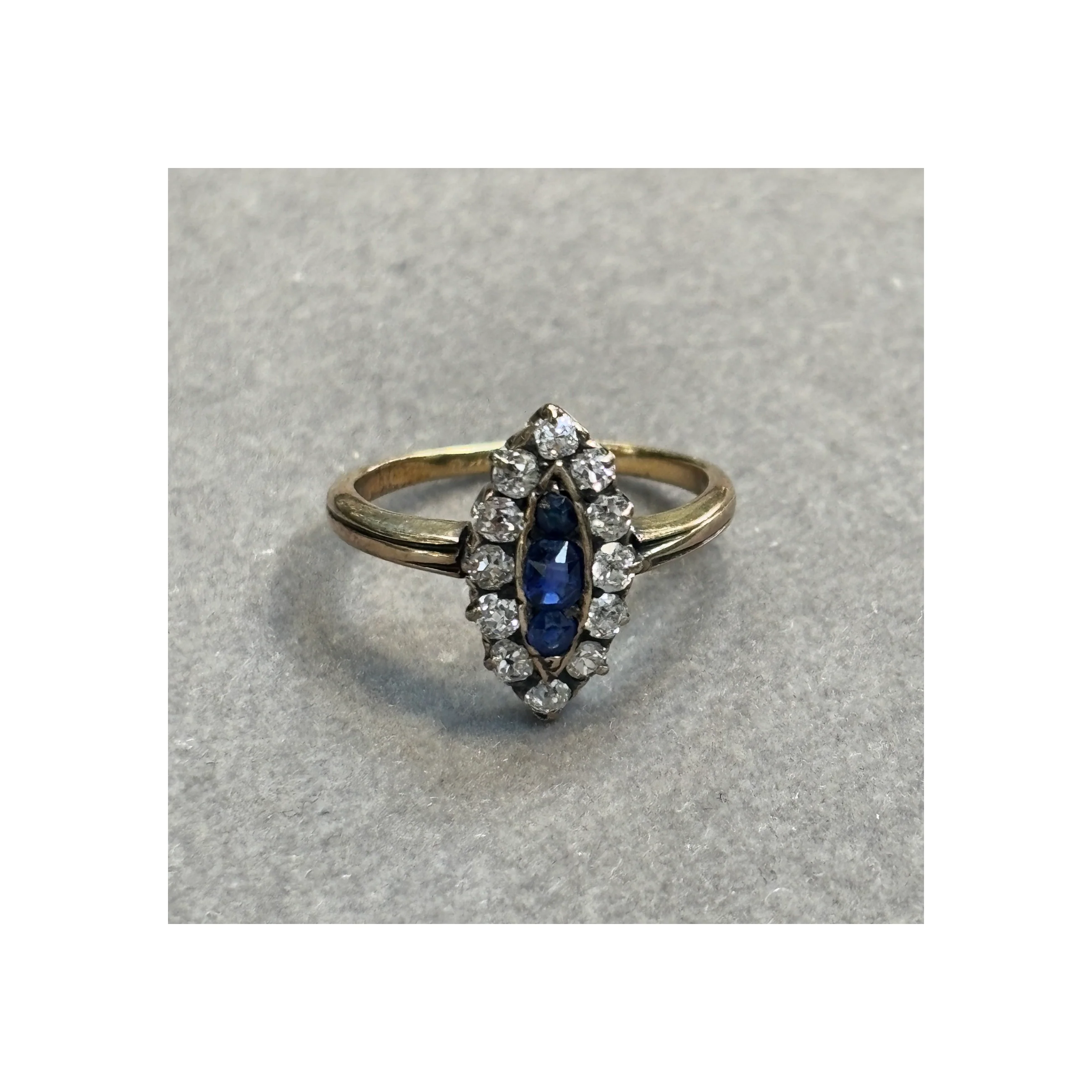 Antique Sapphire and Diamond Navette Ring - Image 8