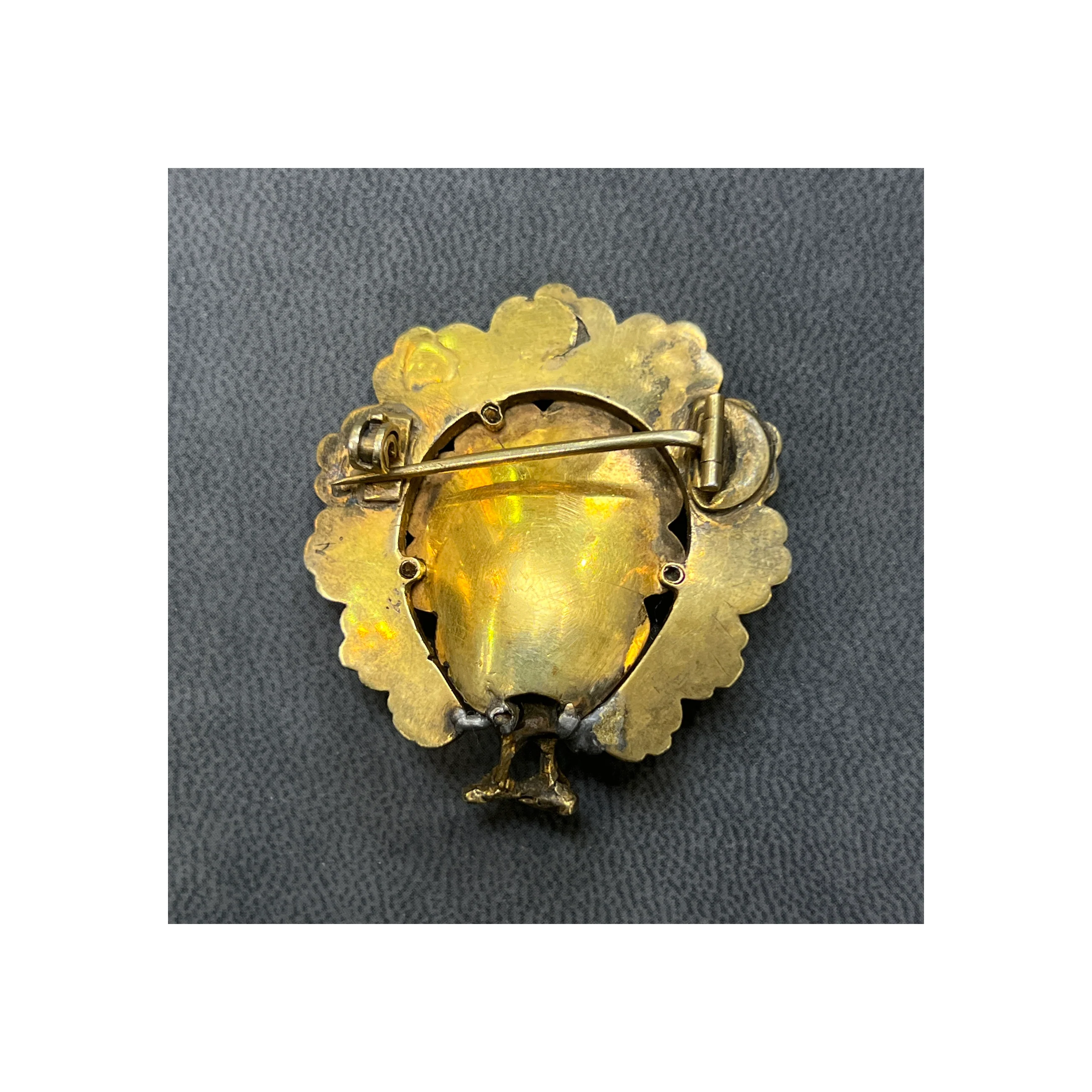 Antique Turquoise & Pearl Peacock Brooch - Image 4