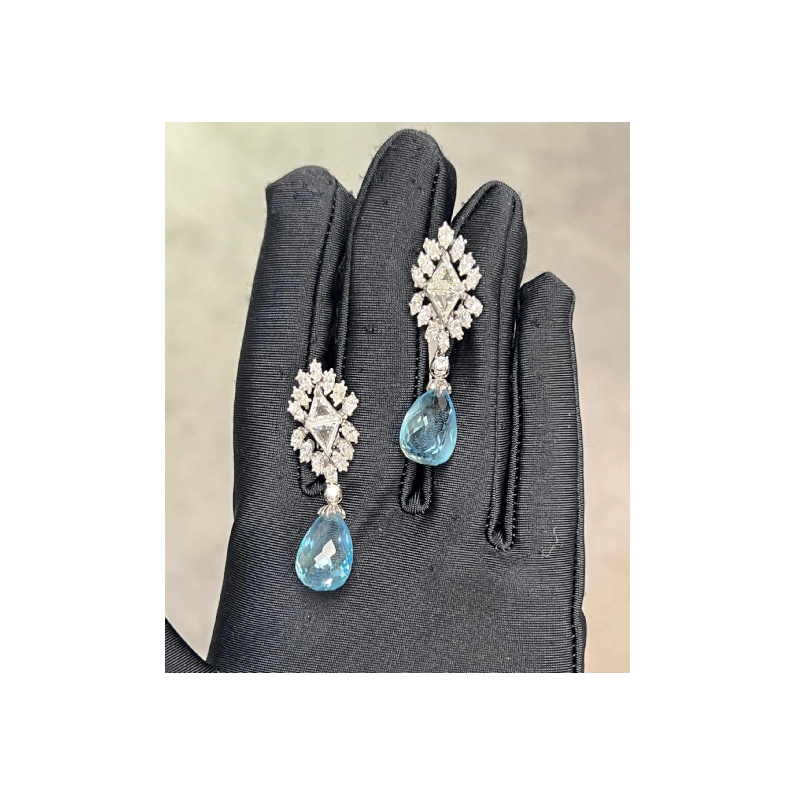 Aquamarine and Diamond Day and Night Earrings - Image 4