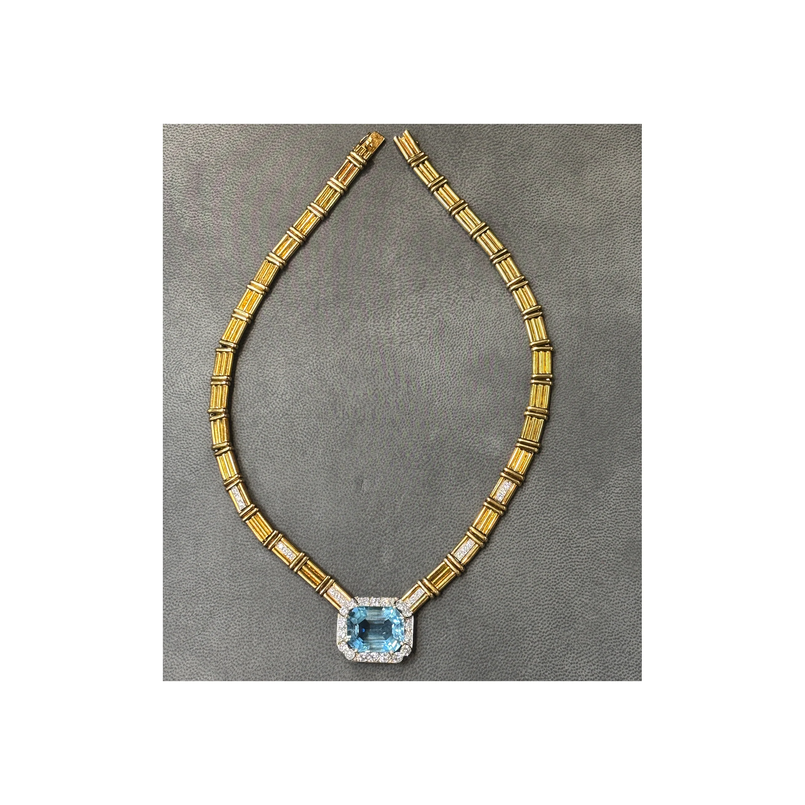 Aquamarine and Diamond Pendant Necklace - Image 6