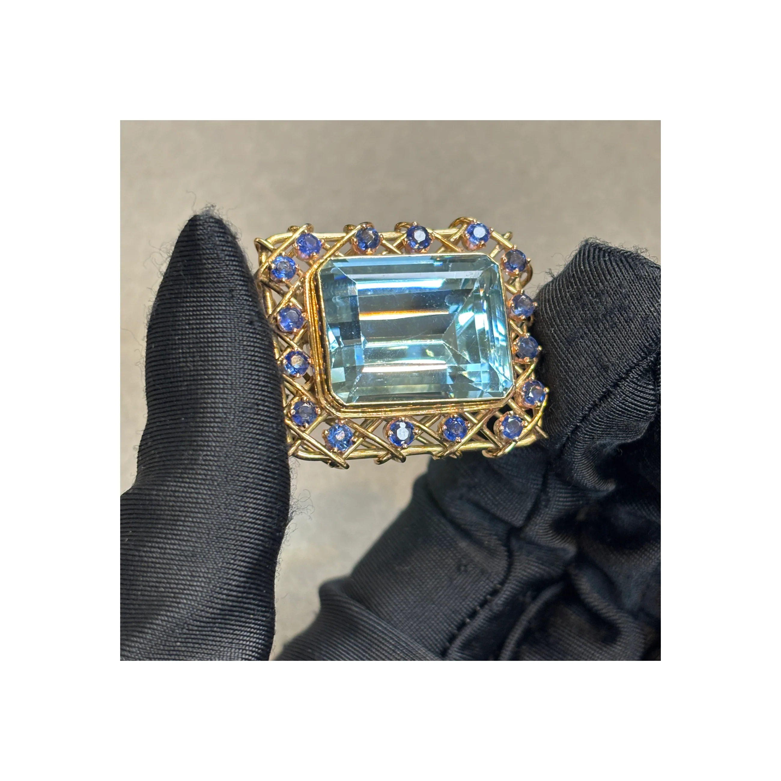 Aquamarine and Sapphire Brooch - Image 2