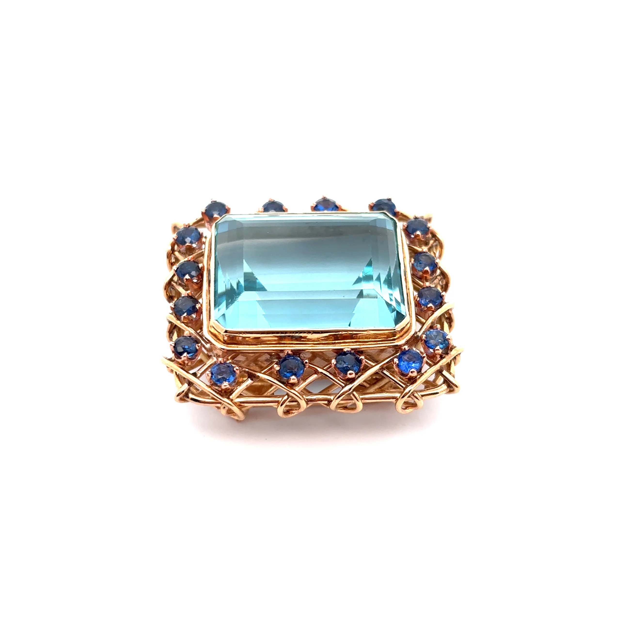 Aquamarine and Sapphire Brooch - Image 8