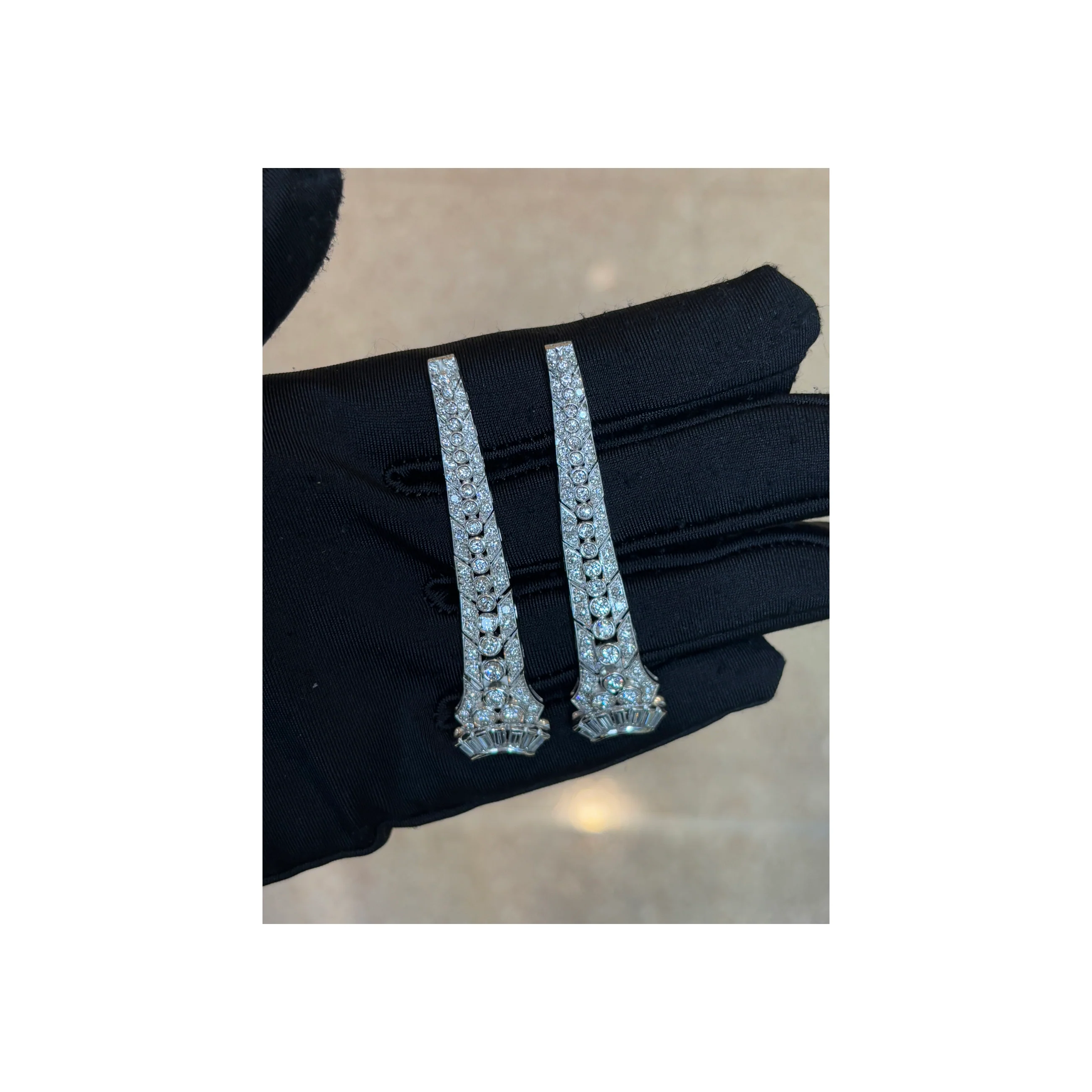 Art Deco Diamond Earrings - Image 3