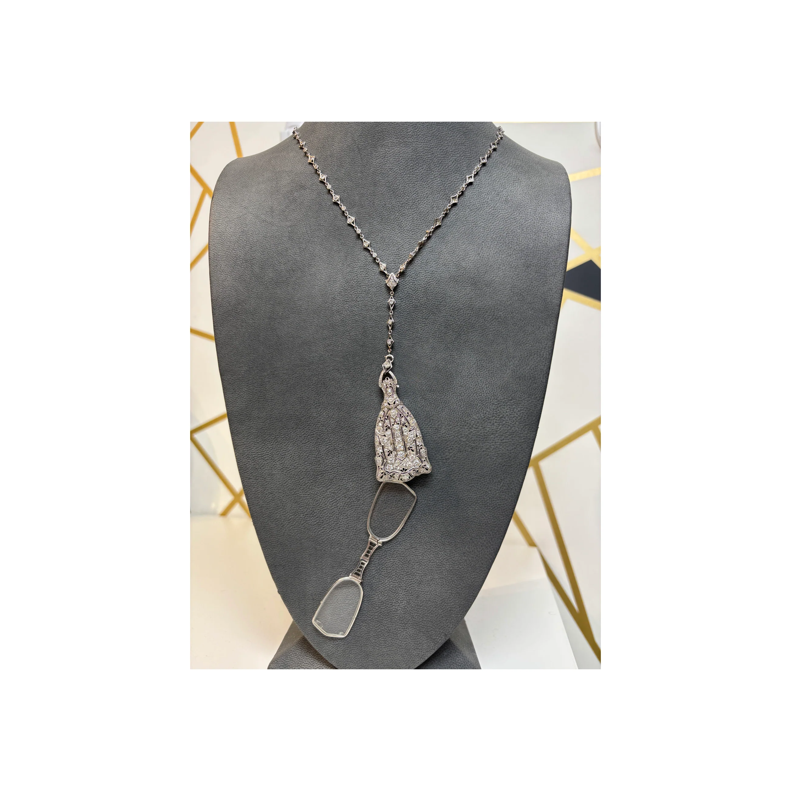 Art Deco Diamond Lorgnette Necklace - Image 10