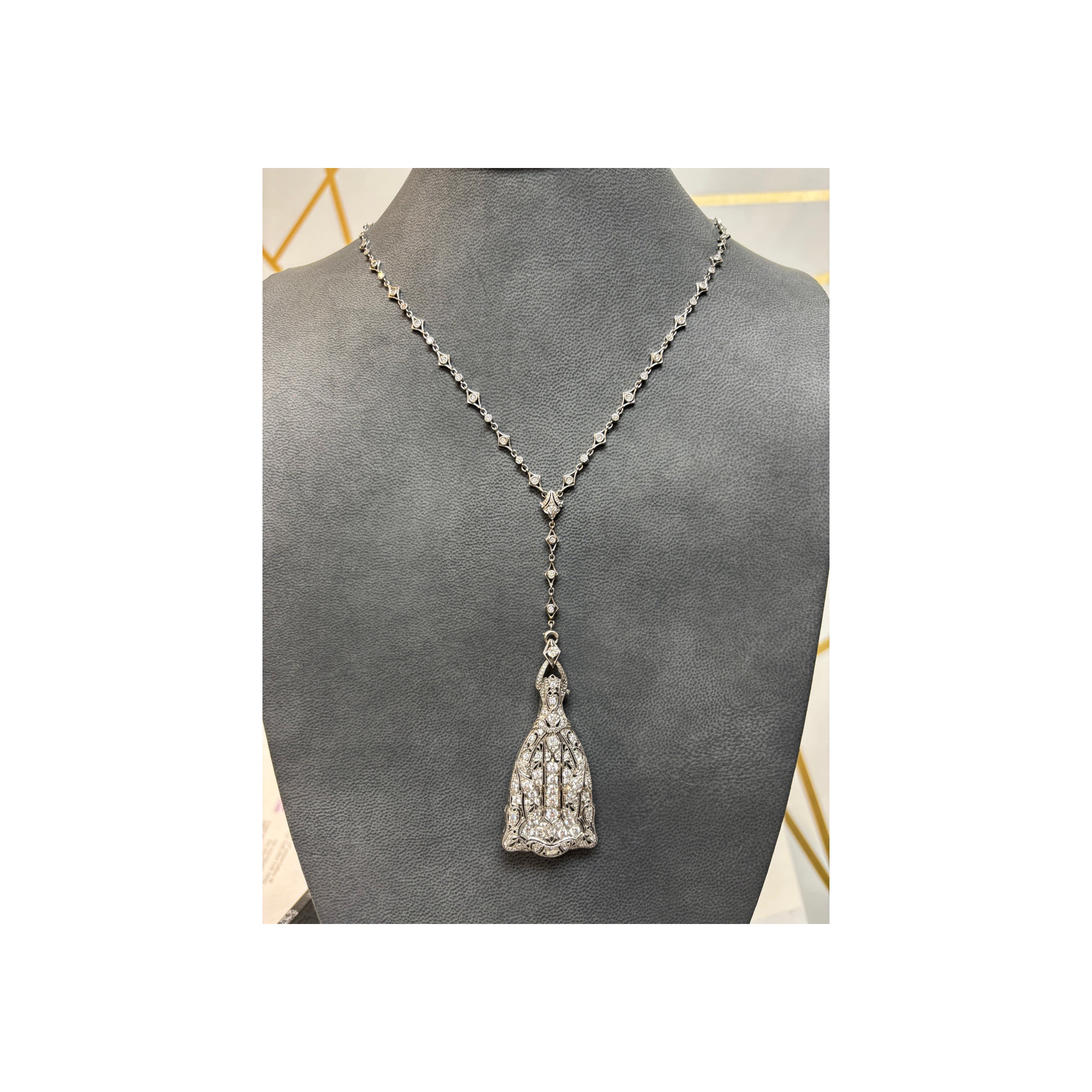 Art Deco Diamond Lorgnette Necklace - Image 8