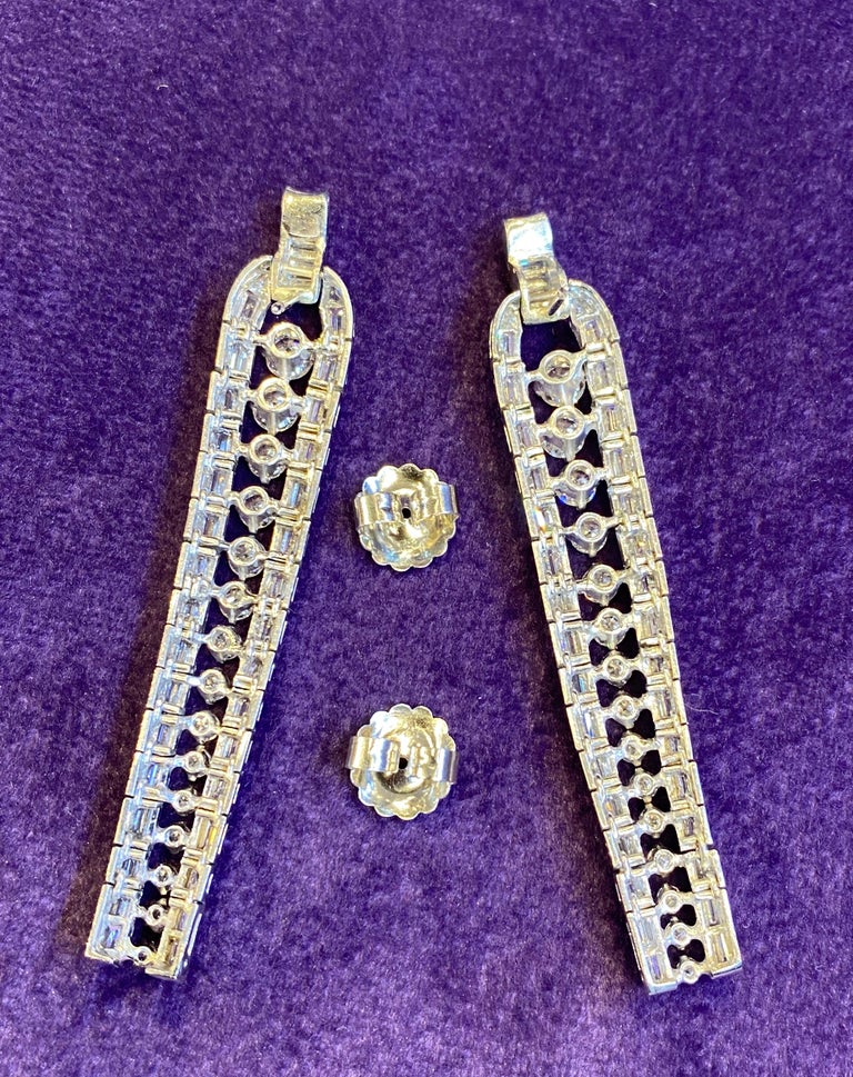 Art Deco Three Row Diamond Linear Earrings - Image 4