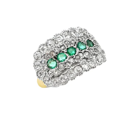 Art Deco Emerald & Diamond Band Ring