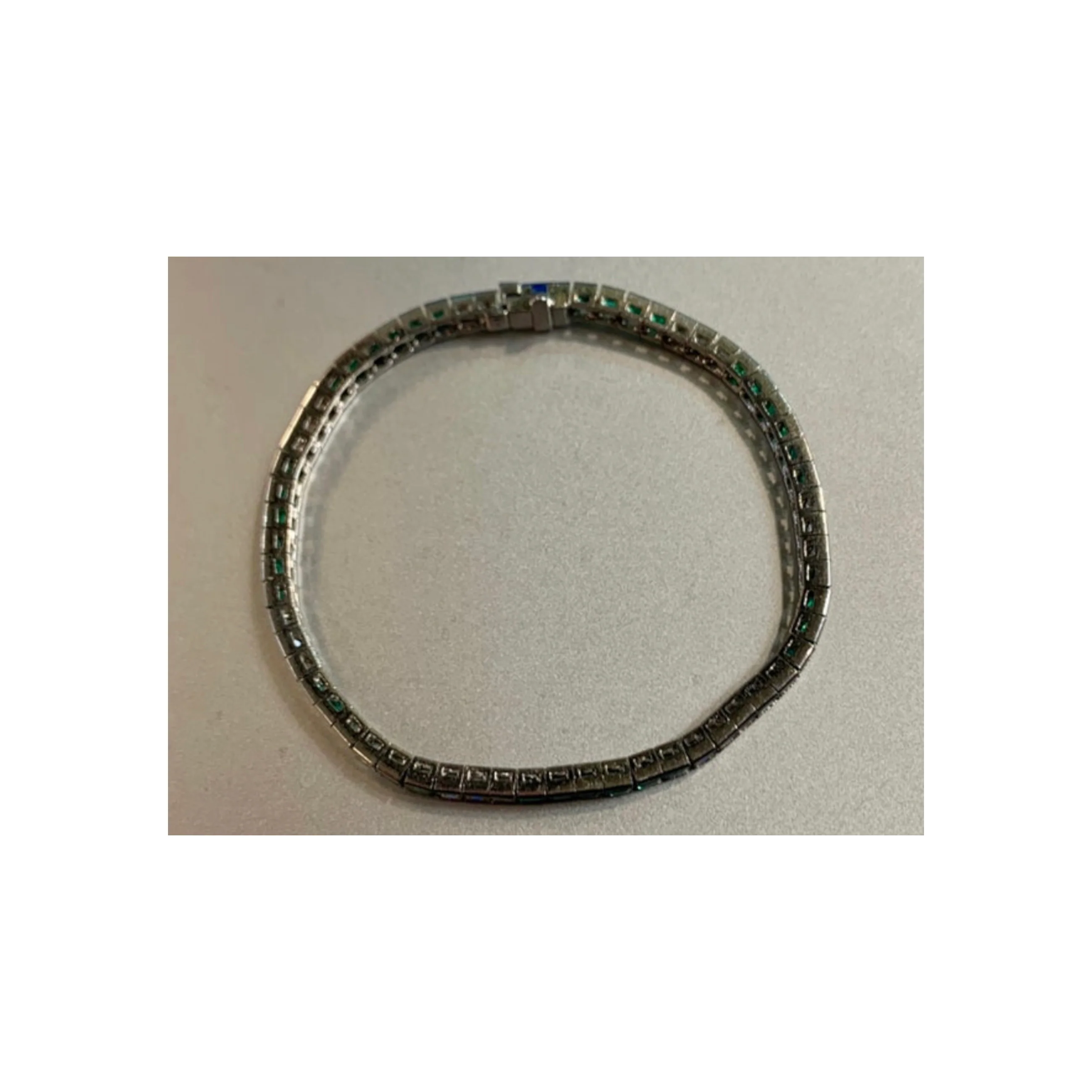 Art Deco Emerald & Diamond Tennis Bracelet - Image 9