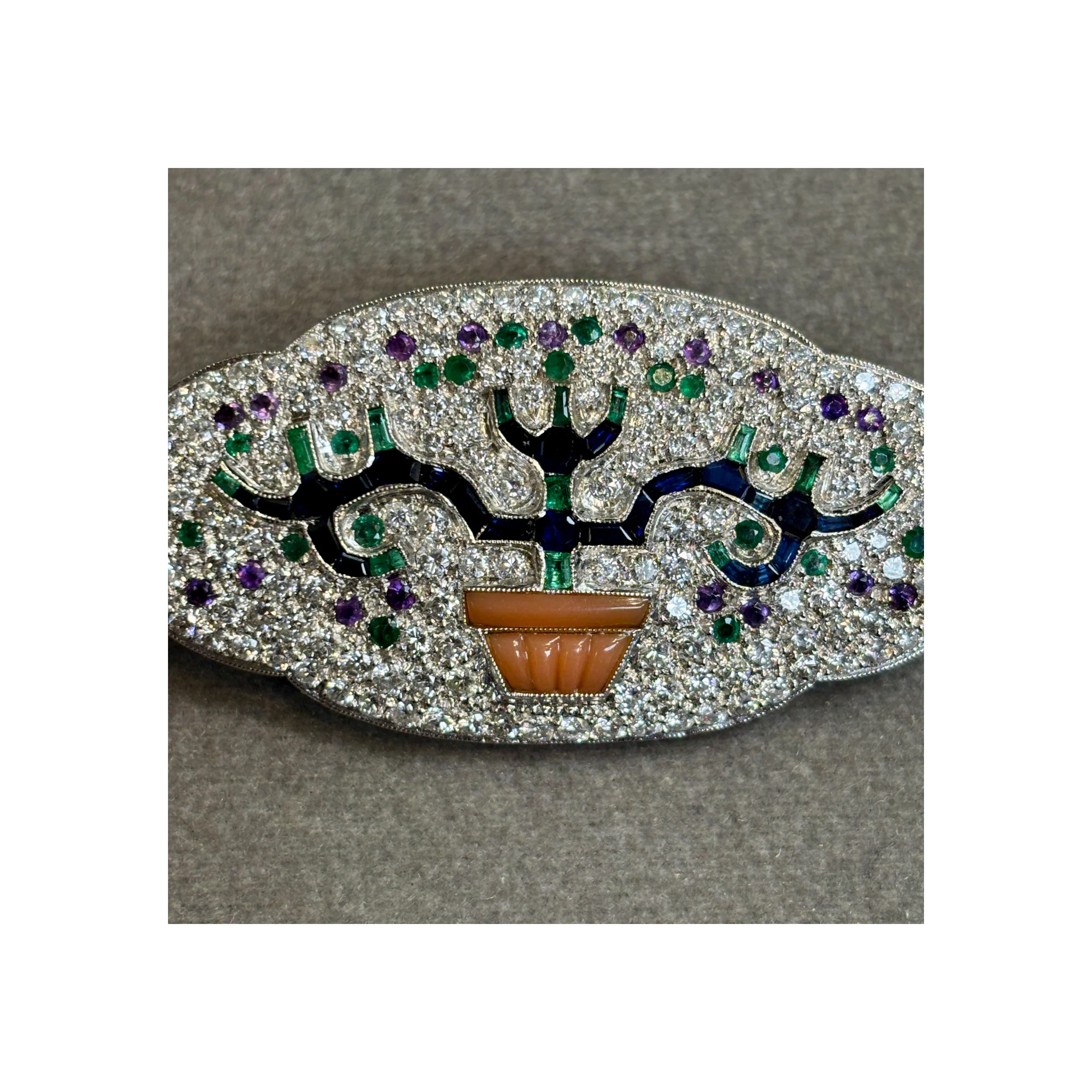 Art Deco Multi Gem Giardinetto Brooch - Image 6
