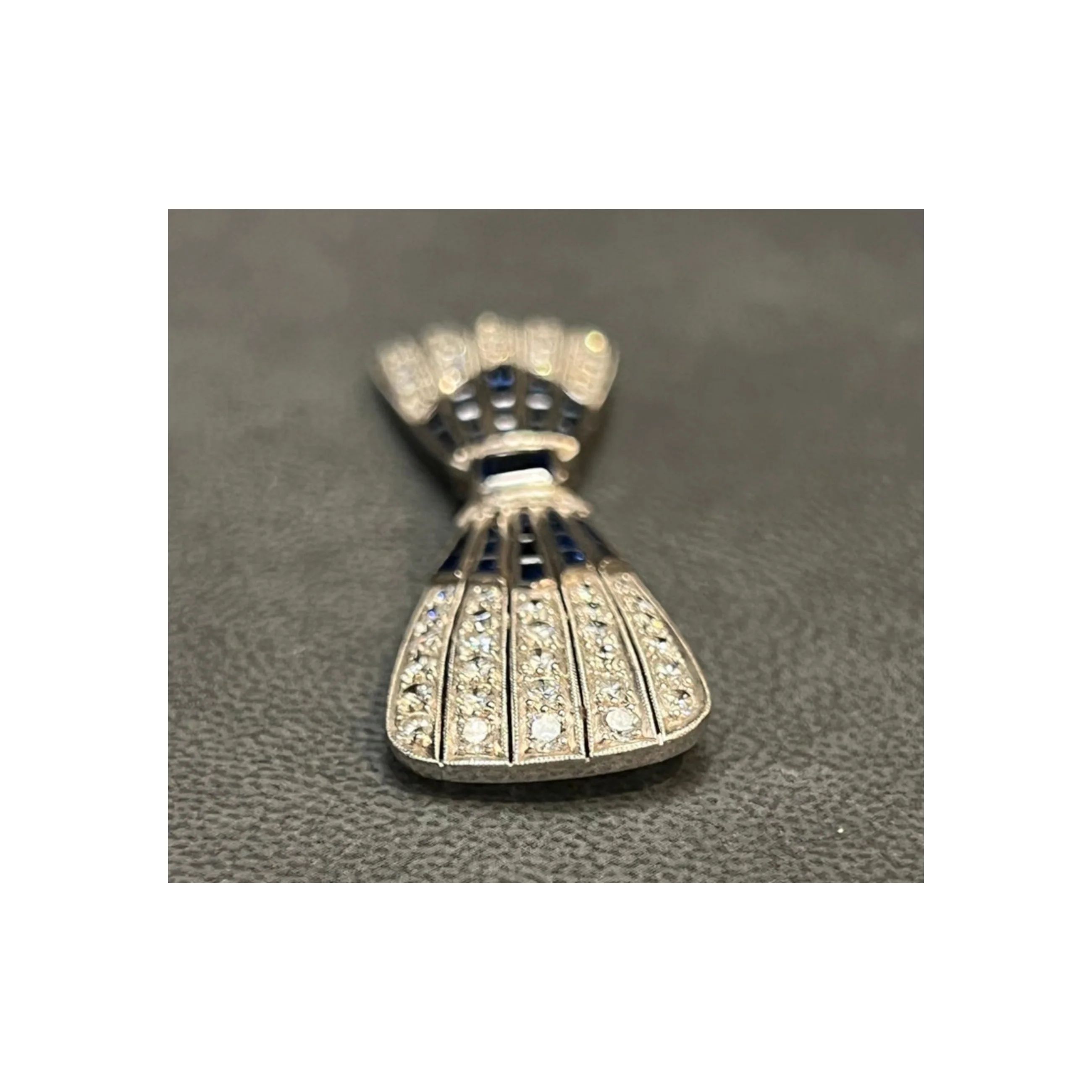 Art Deco Sapphire & Diamond Bow Brooch - Image 6