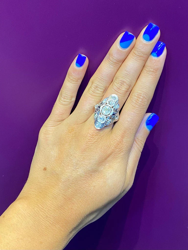 Art Deco Three Stone Diamond Ring - Image 6