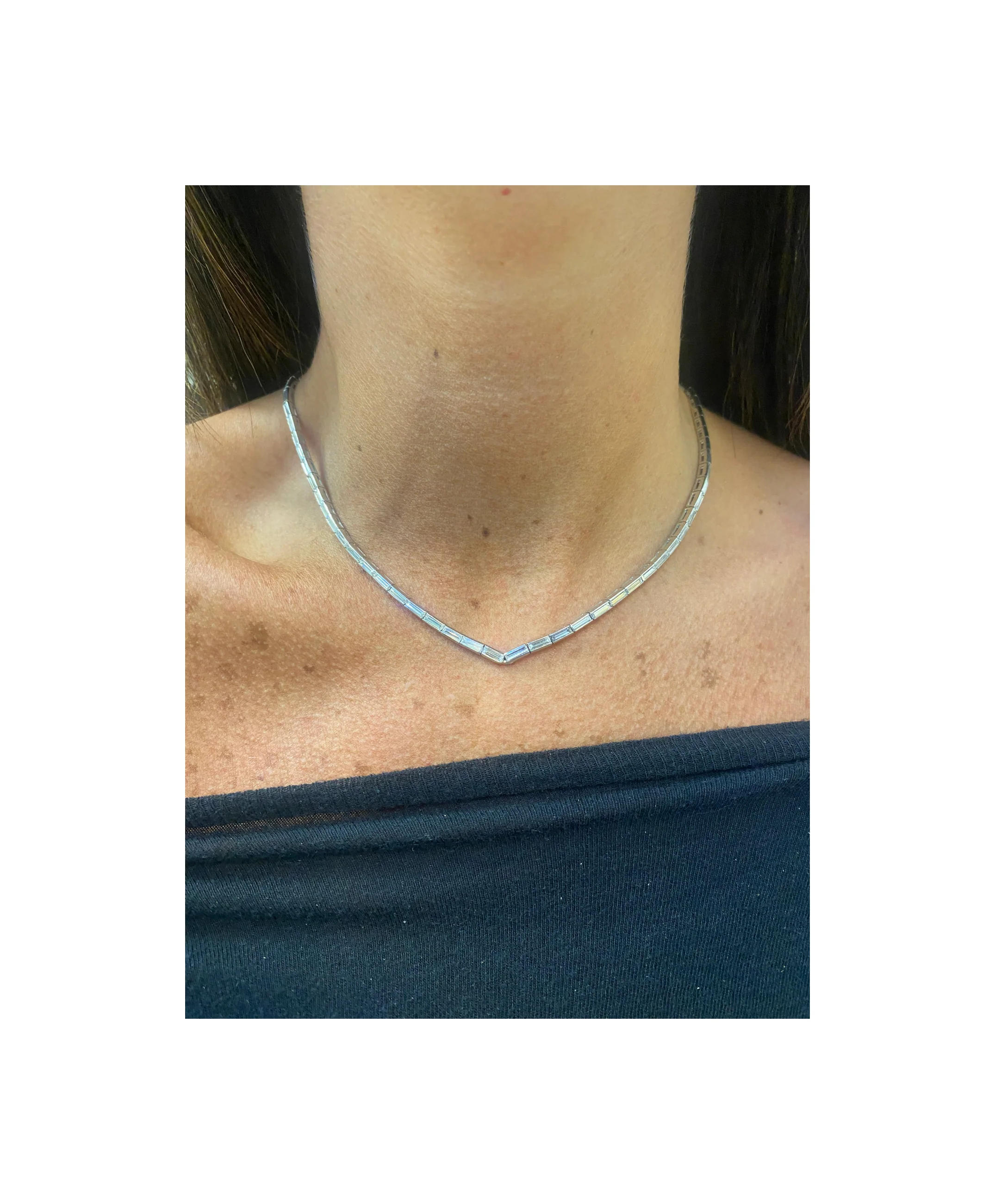 Baguette Cut Diamond Necklace - Image 3