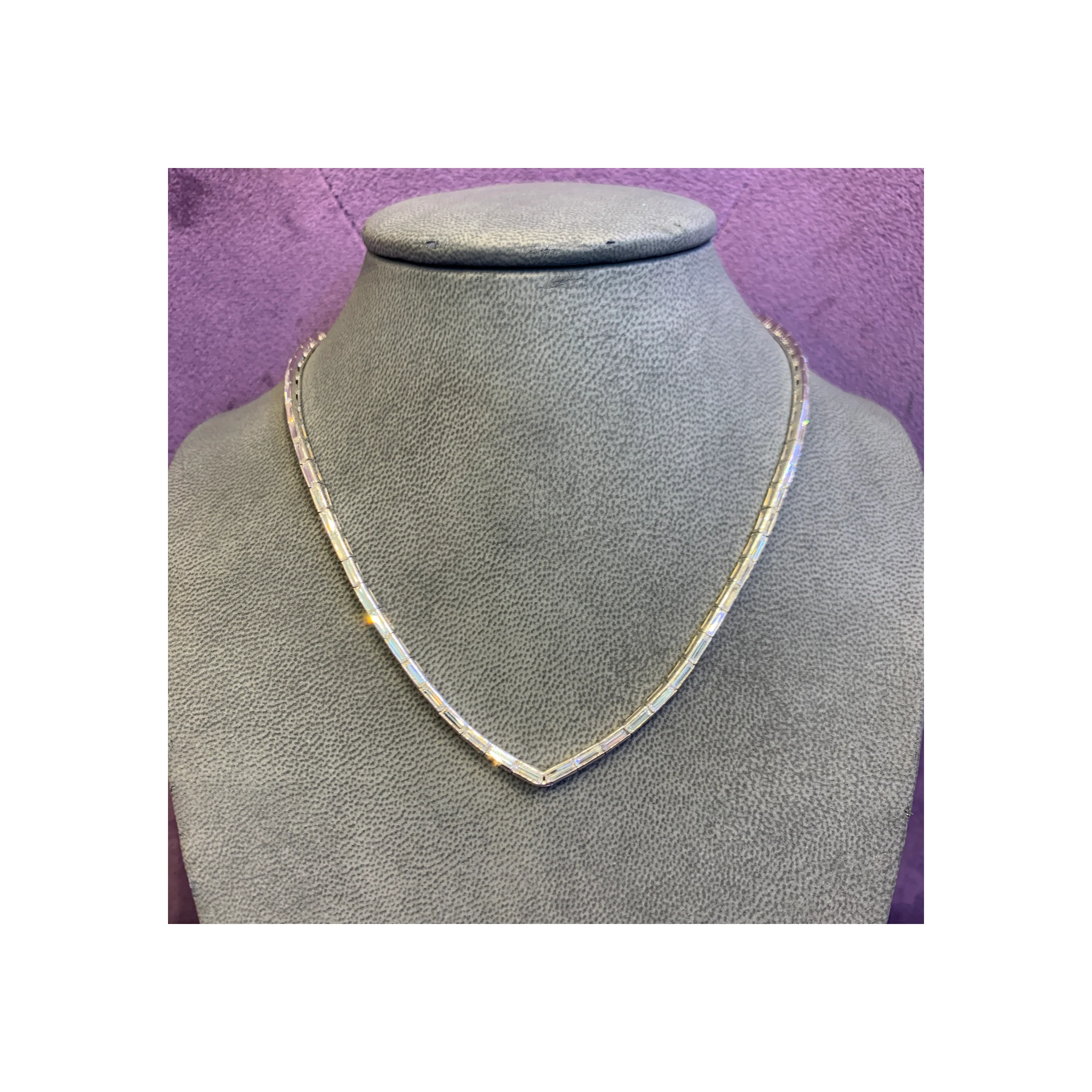 Baguette Cut Diamond Necklace - Image 4