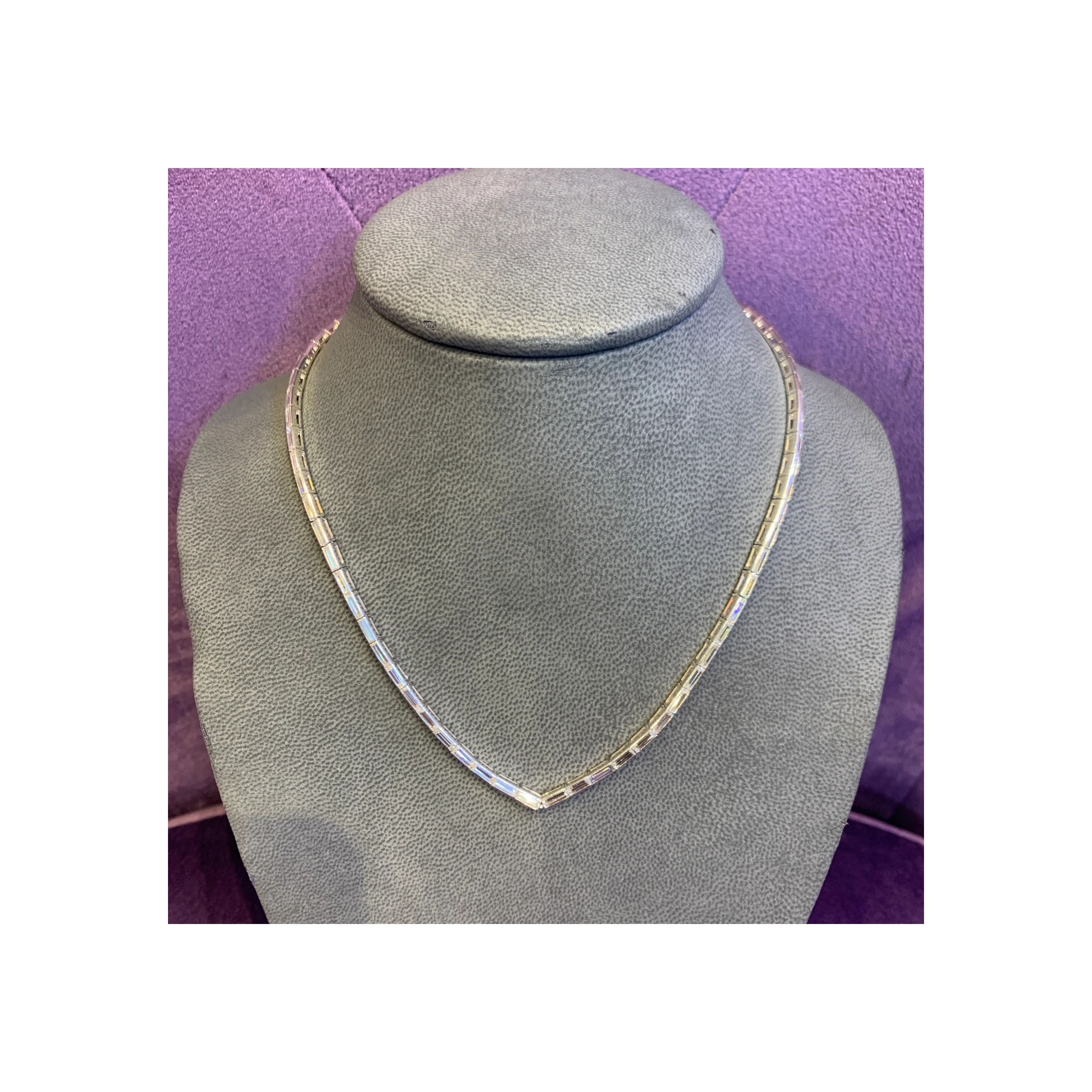 Baguette Cut Diamond Necklace - Image 5