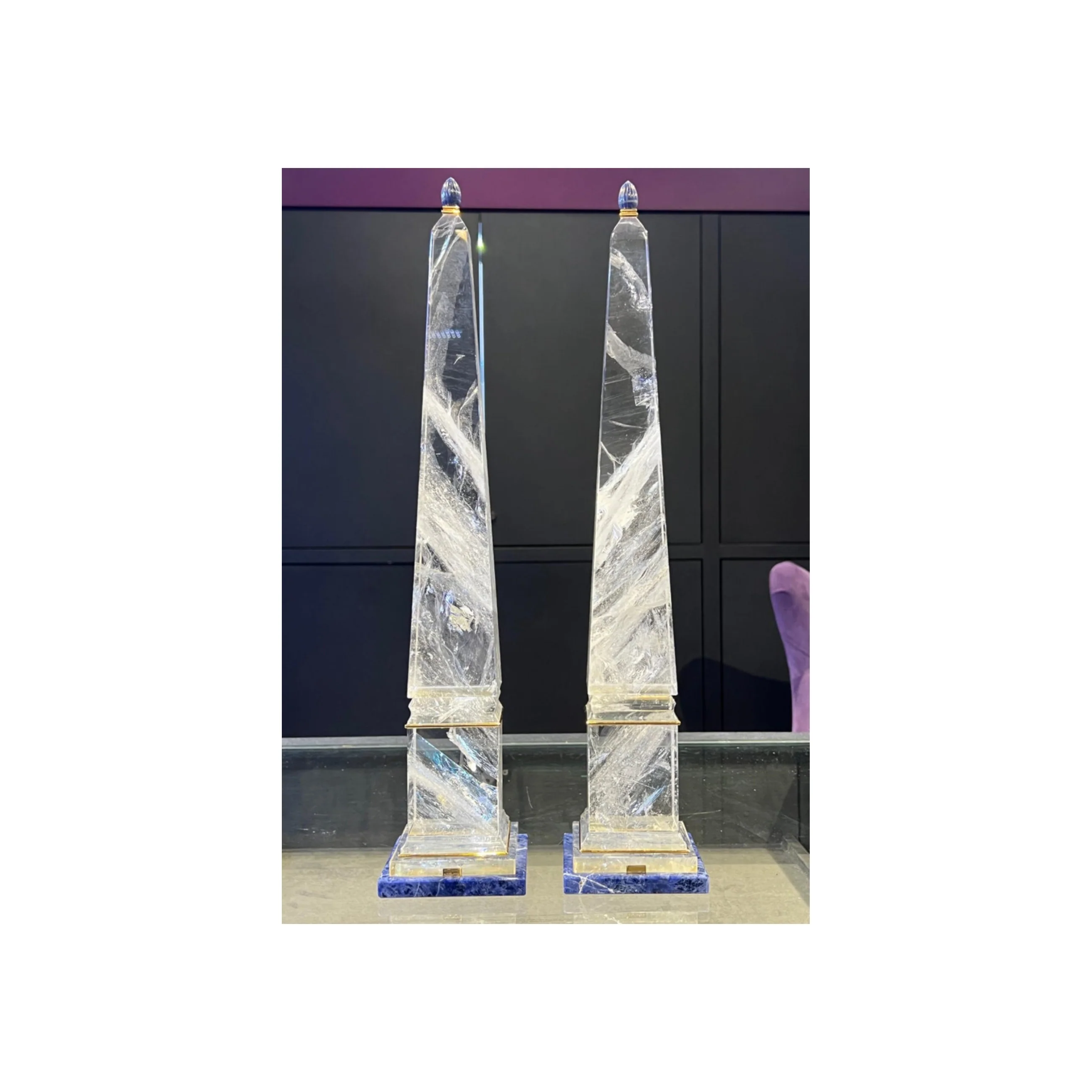Boucheron Pair of Rock Crystal and Gold Obelisks - Image 10