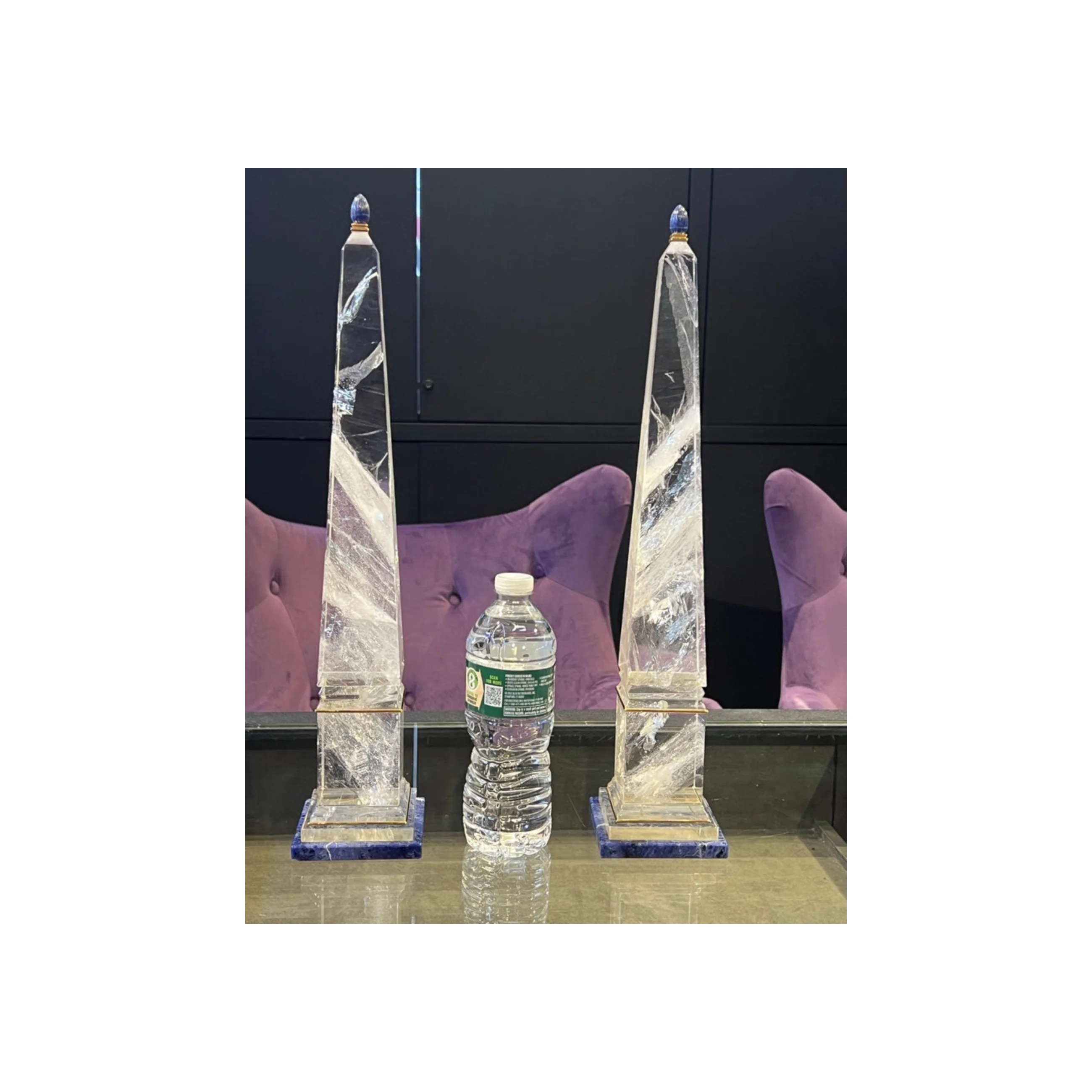 Boucheron Pair of Rock Crystal and Gold Obelisks - Image 3