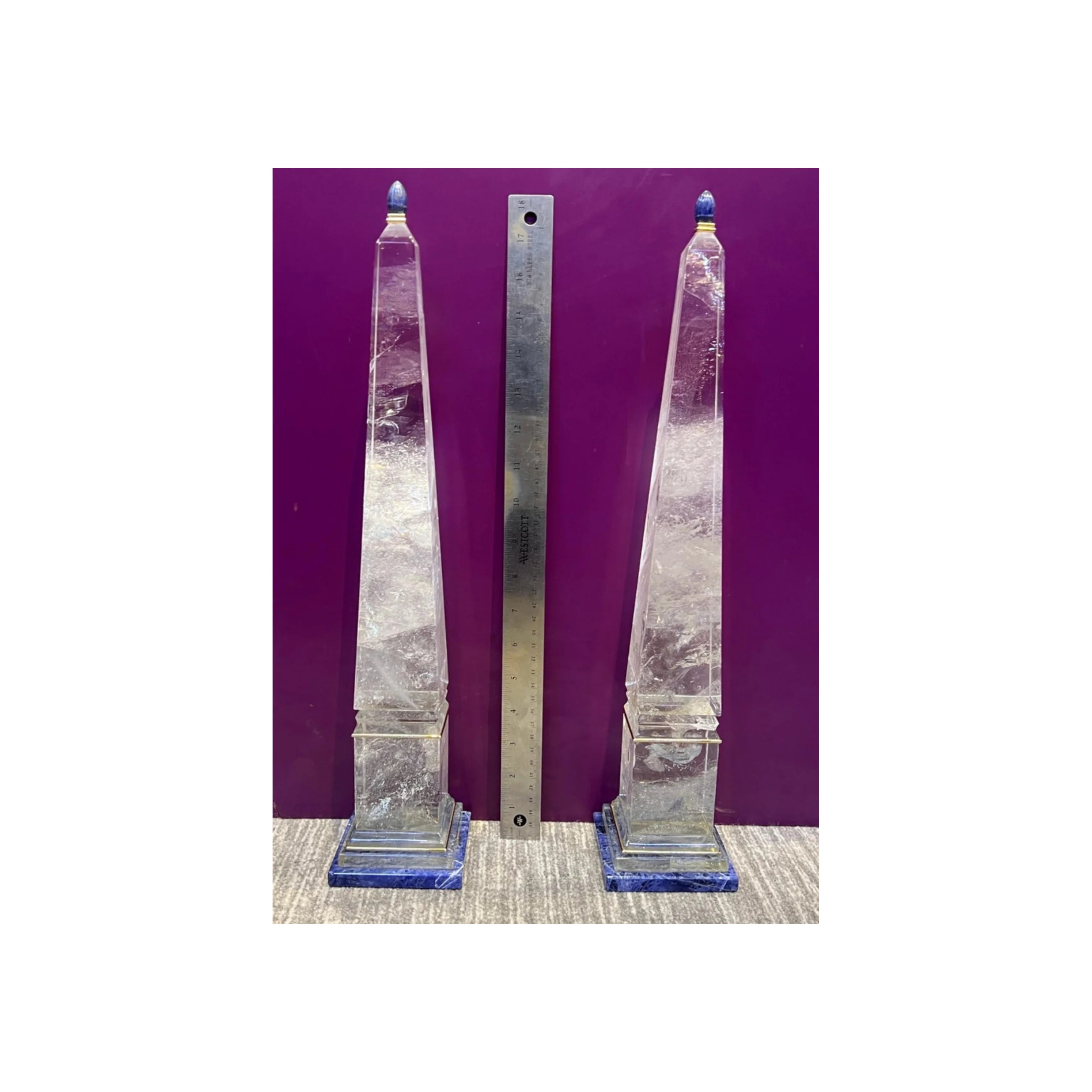 Boucheron Pair of Rock Crystal and Gold Obelisks - Image 5