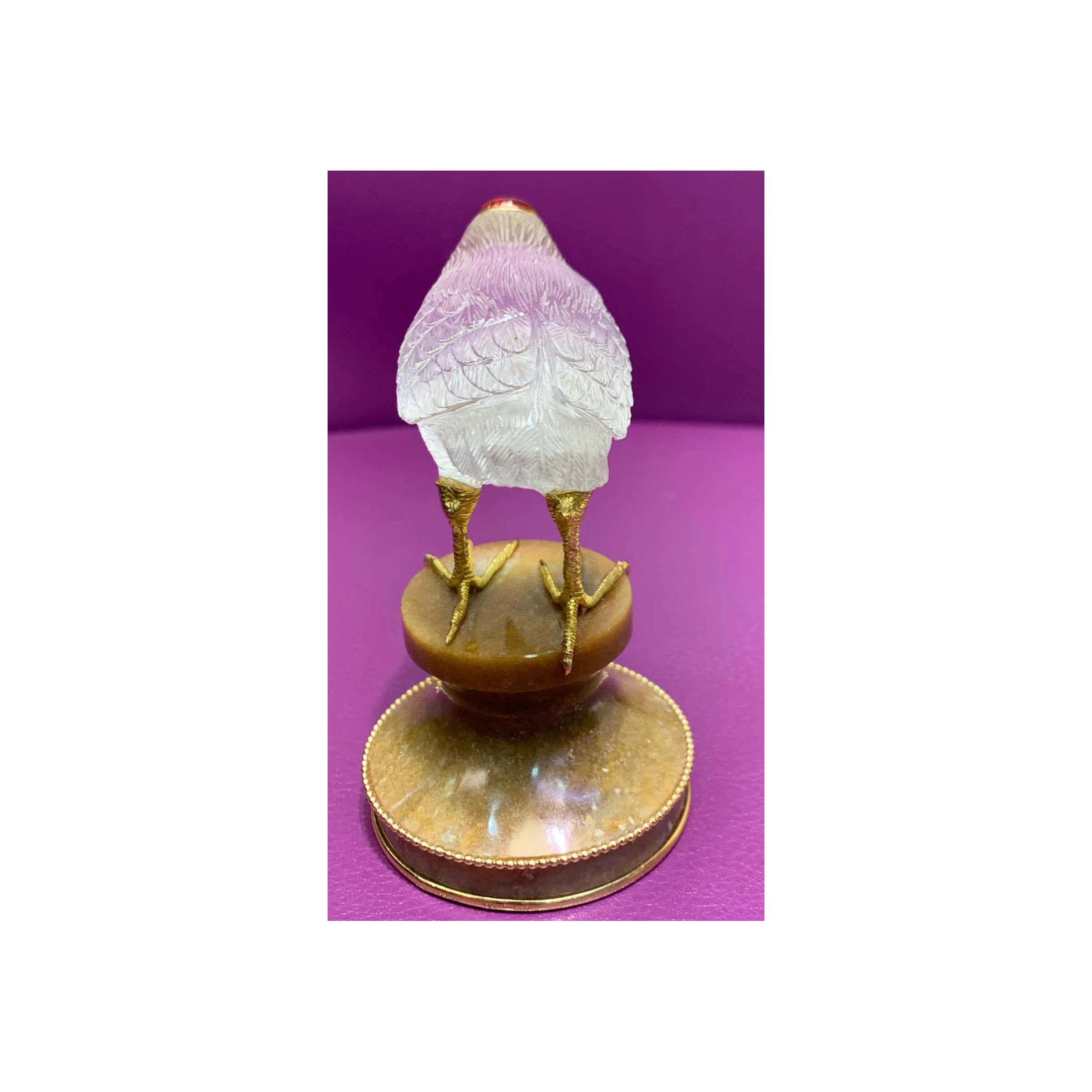 Boucheron Paris Rock Crystal Gold and Enamel Bird Desk Object - Image 3