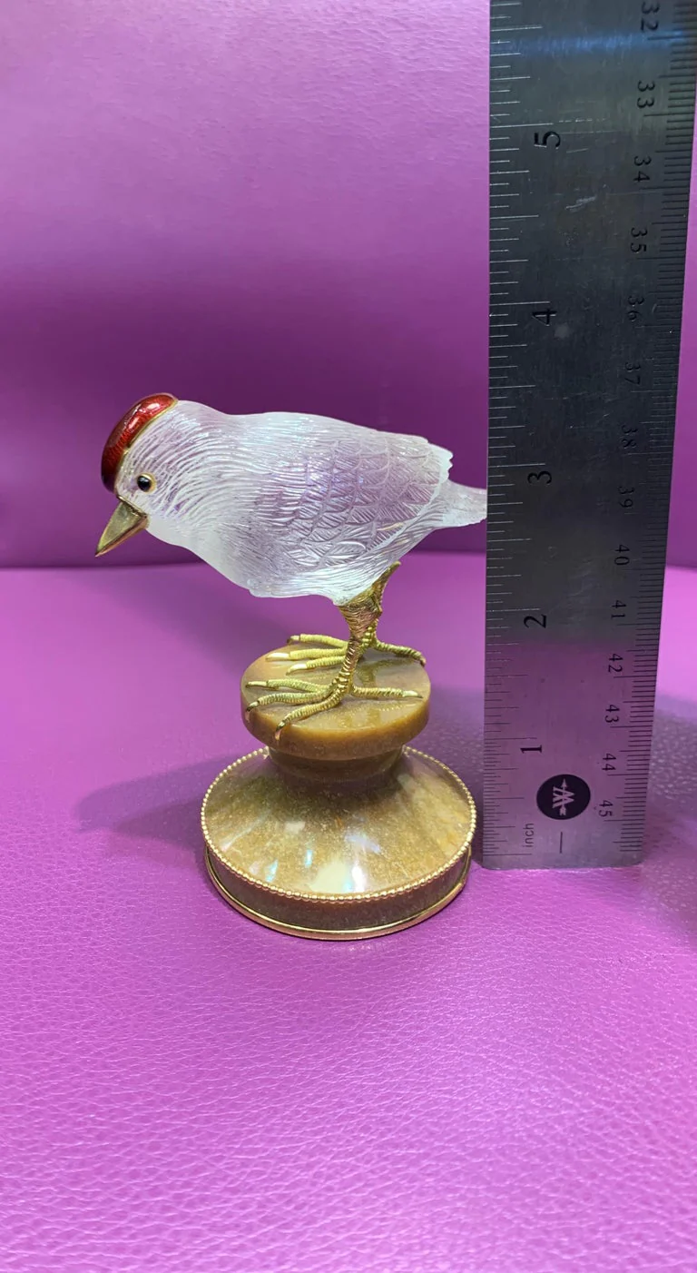 Boucheron Paris Rock Crystal Gold and Enamel Bird Desk Object - Image 4
