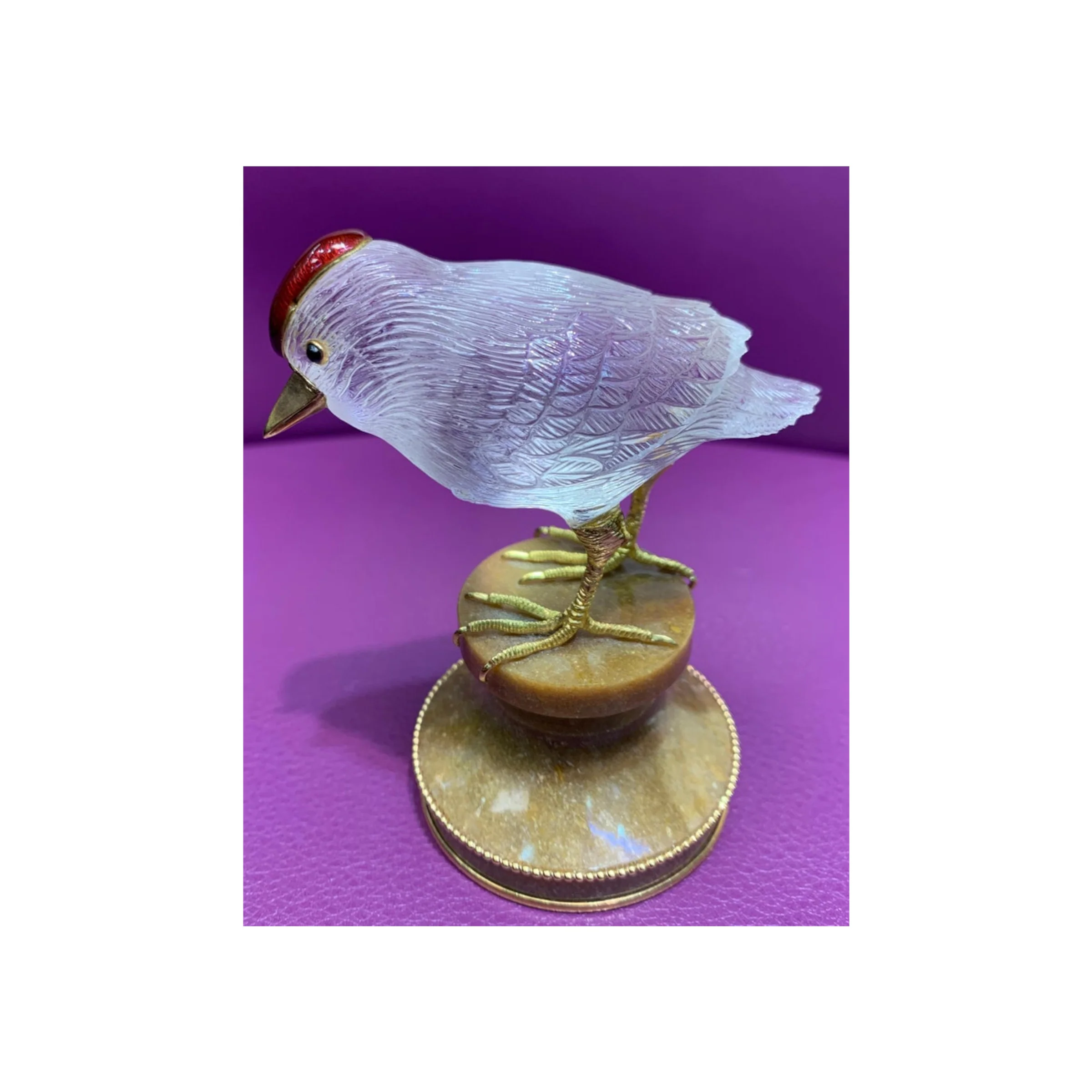 Boucheron Paris Rock Crystal Gold and Enamel Bird Desk Object - Image 5