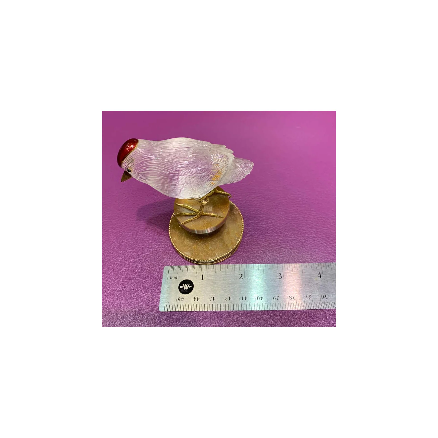 Boucheron Paris Rock Crystal Gold and Enamel Bird Desk Object - Image 6