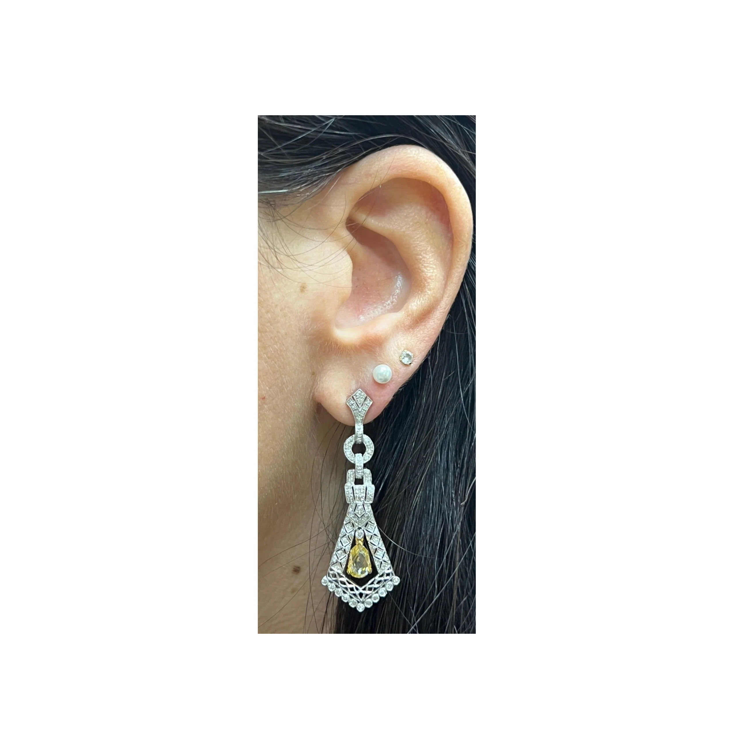 Briolette Diamond Dangle Earrings - Image 2