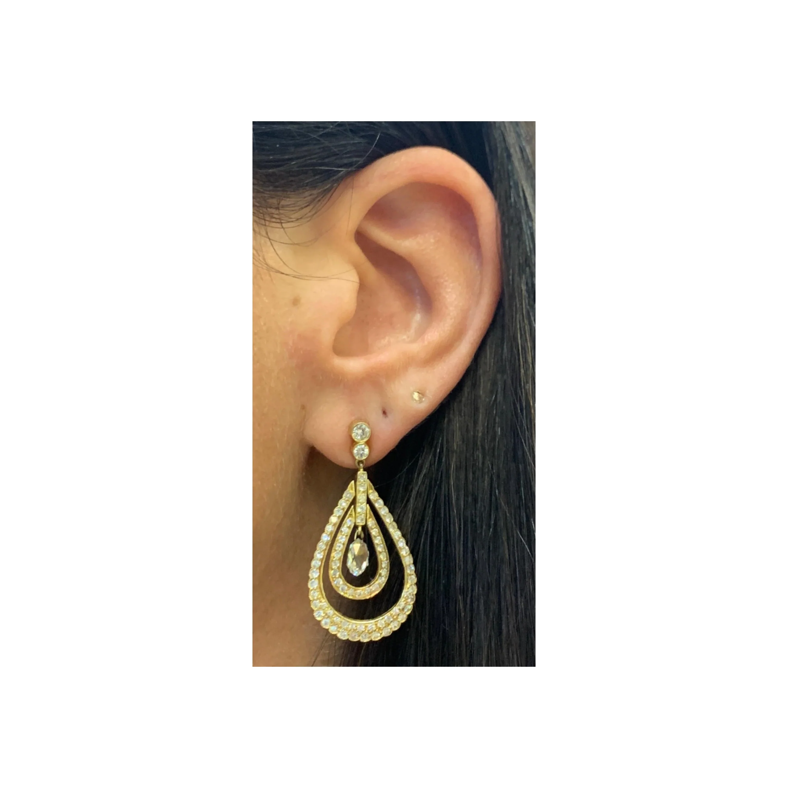 Briolette Diamond Dangle Earrings - Image 2