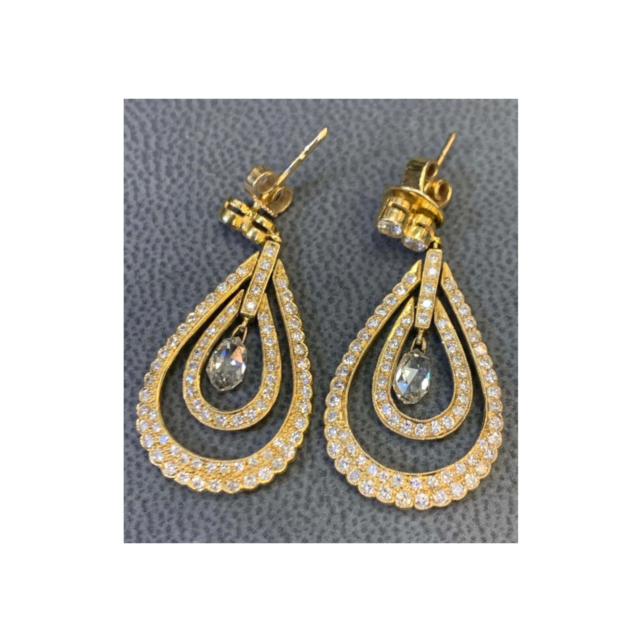 Briolette Diamond Dangle Earrings - Image 4