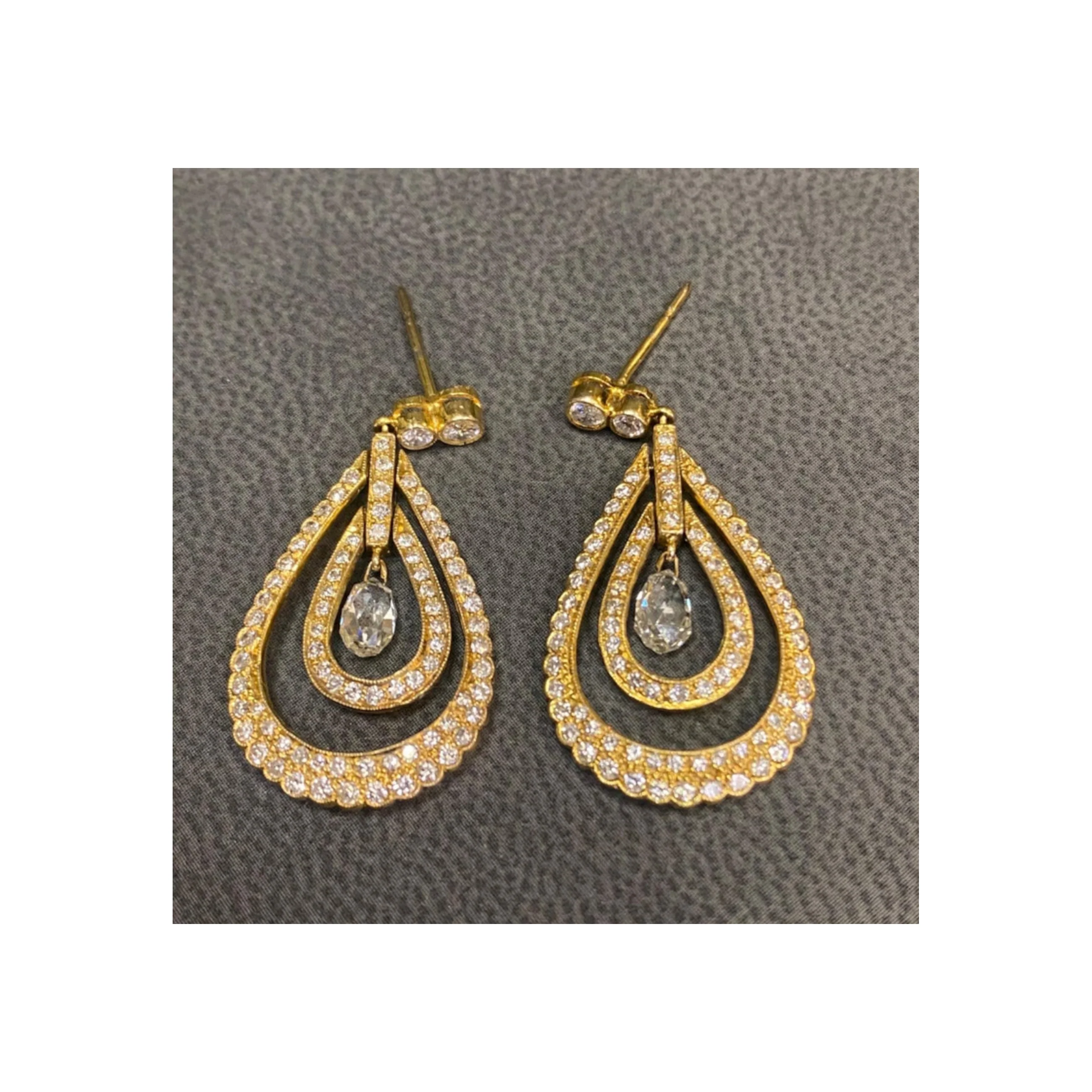 Briolette Diamond Dangle Earrings - Image 5