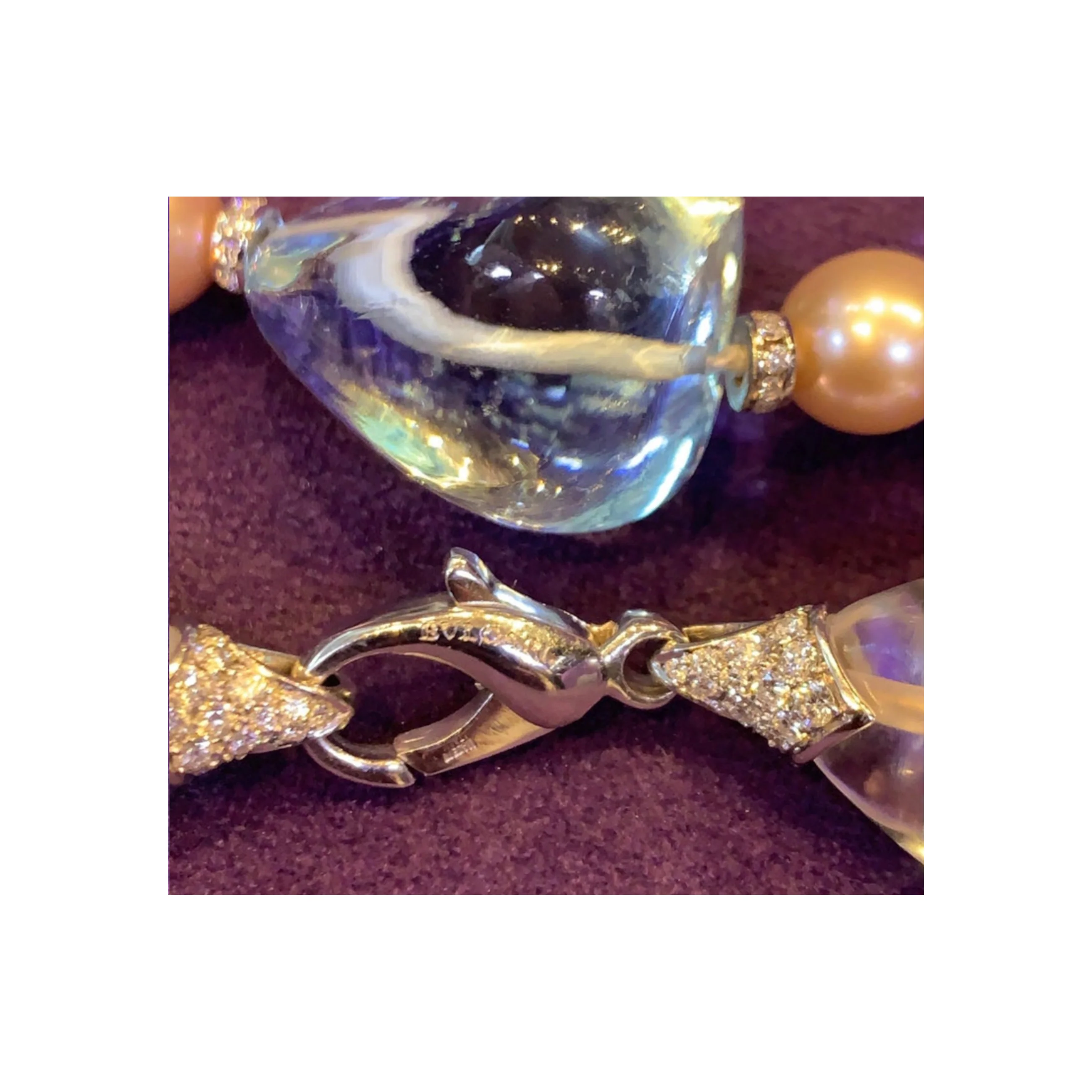 Bulgari Aquamarine Rock Crystal & Pearl Necklace - Image 7