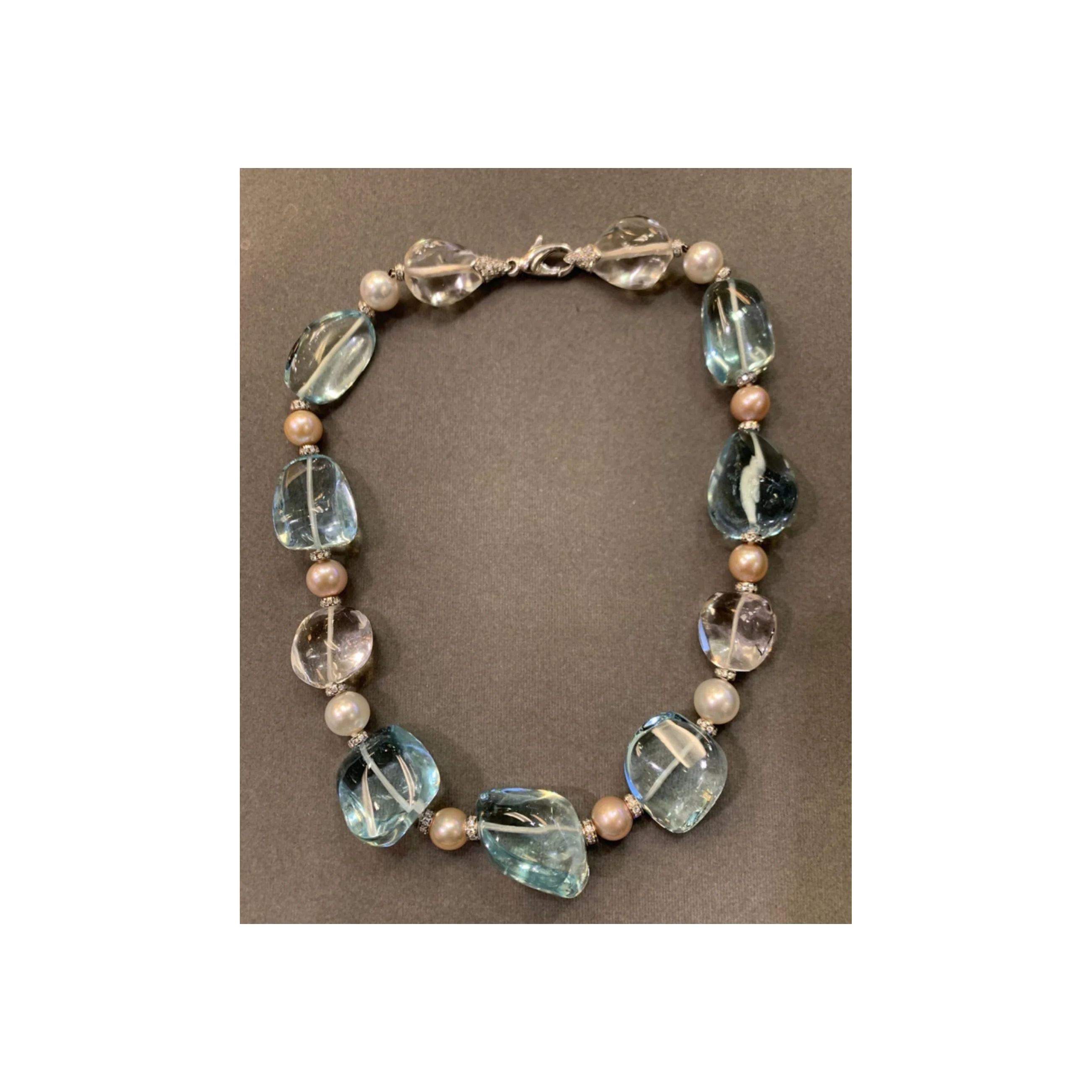 Bulgari Aquamarine Rock Crystal & Pearl Necklace - Image 8