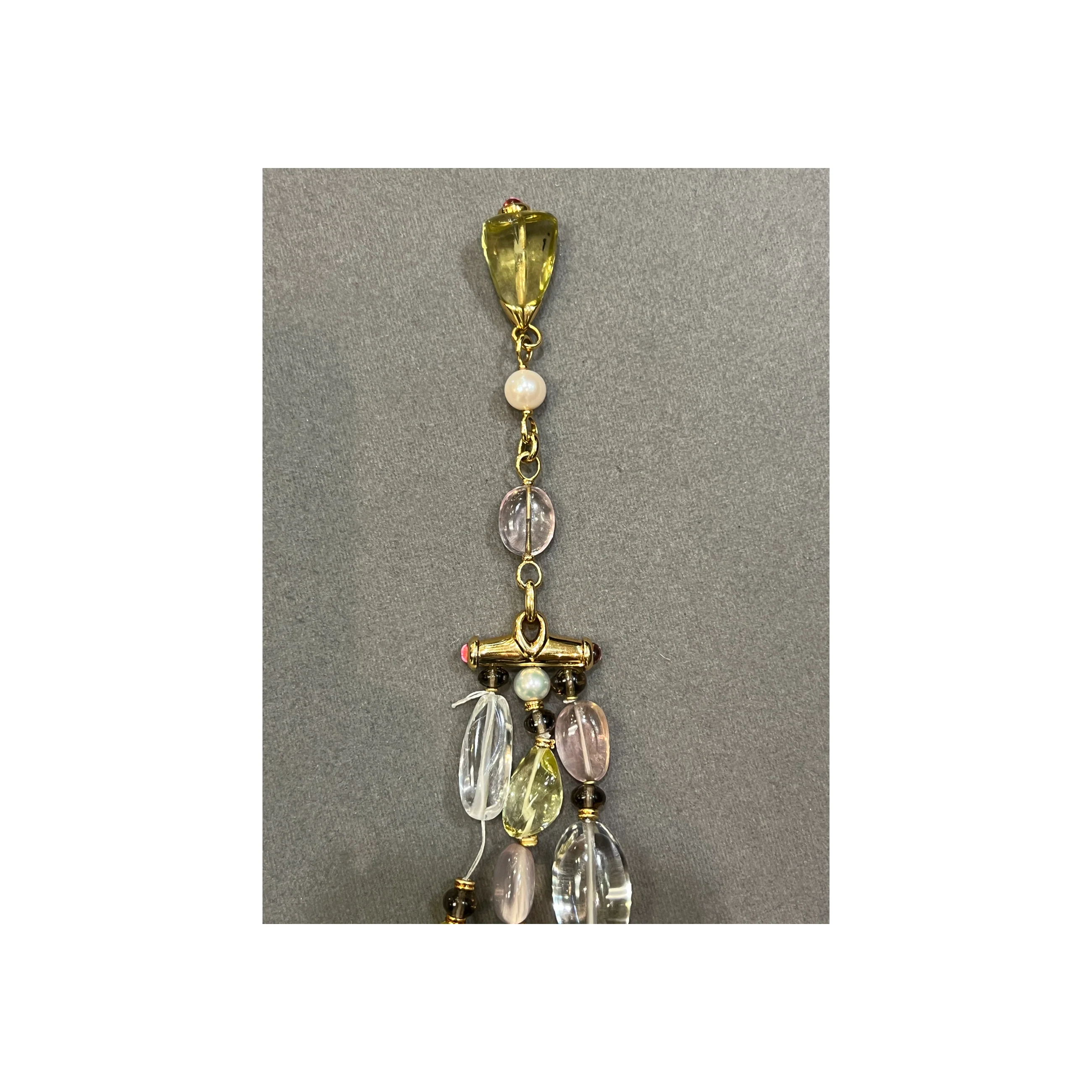Bvlgari Rock Crystal Rose Quartz and Peridot Bead Necklace - Image 10