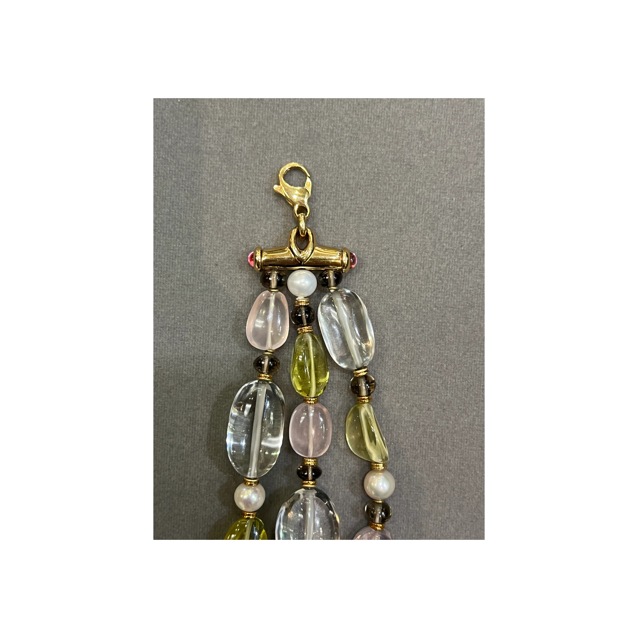 Bvlgari Rock Crystal Rose Quartz and Peridot Bead Necklace - Image 11